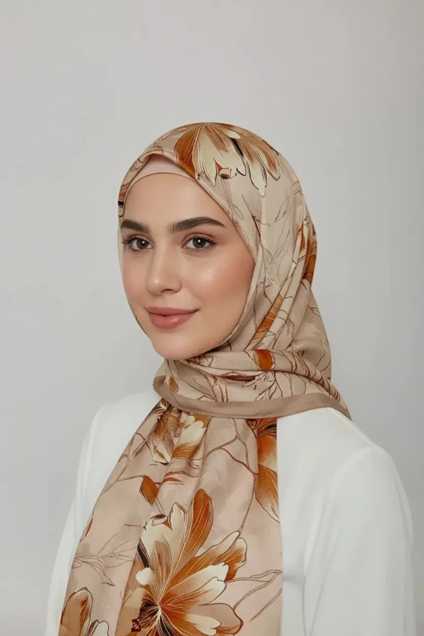 FLORA DESEN BAMBU KRAŞ ŞAL KARAMEL BEJ