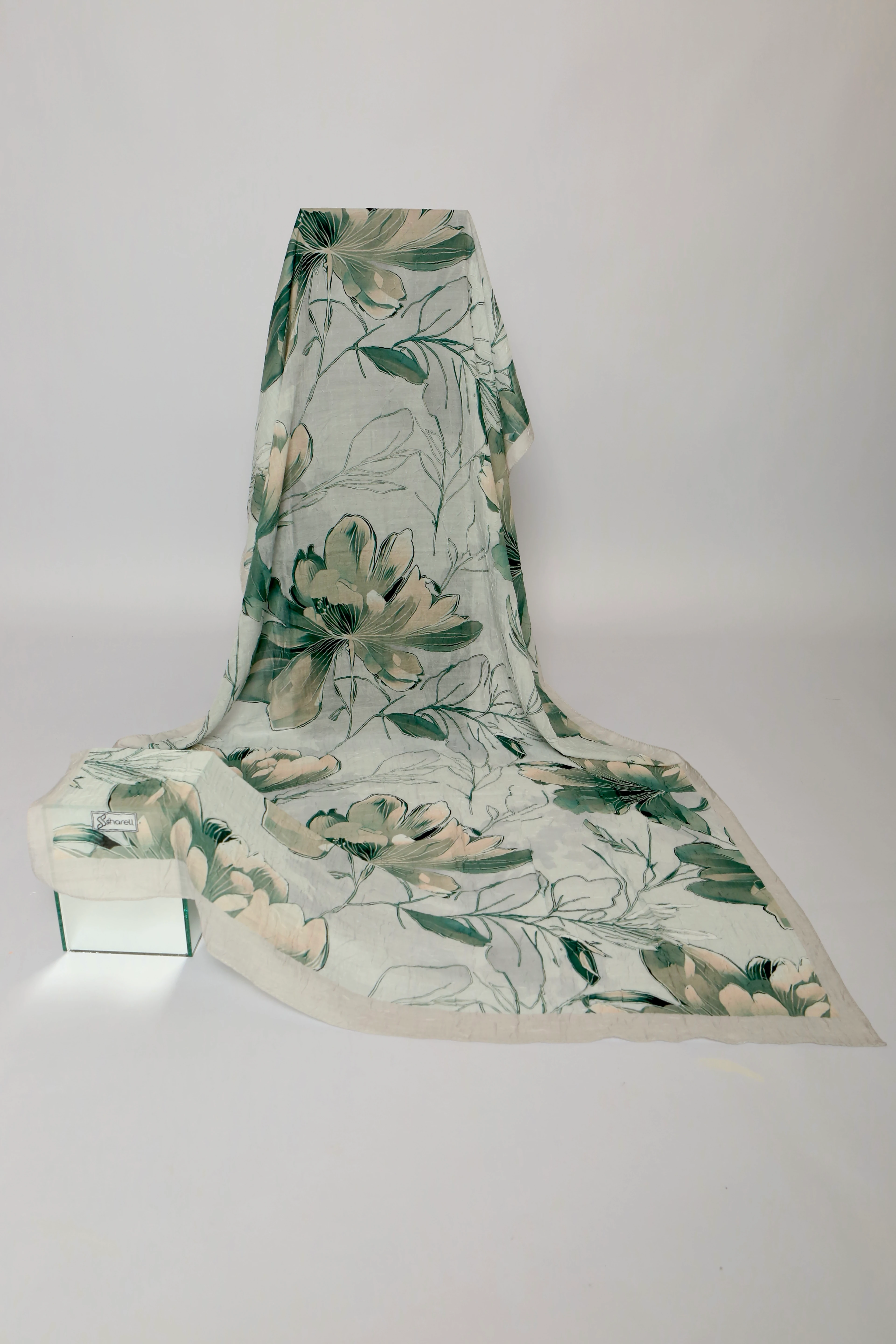 FLORA DESEN BAMBU KRAŞ ŞAL KIRIK BEYAZ MİNT