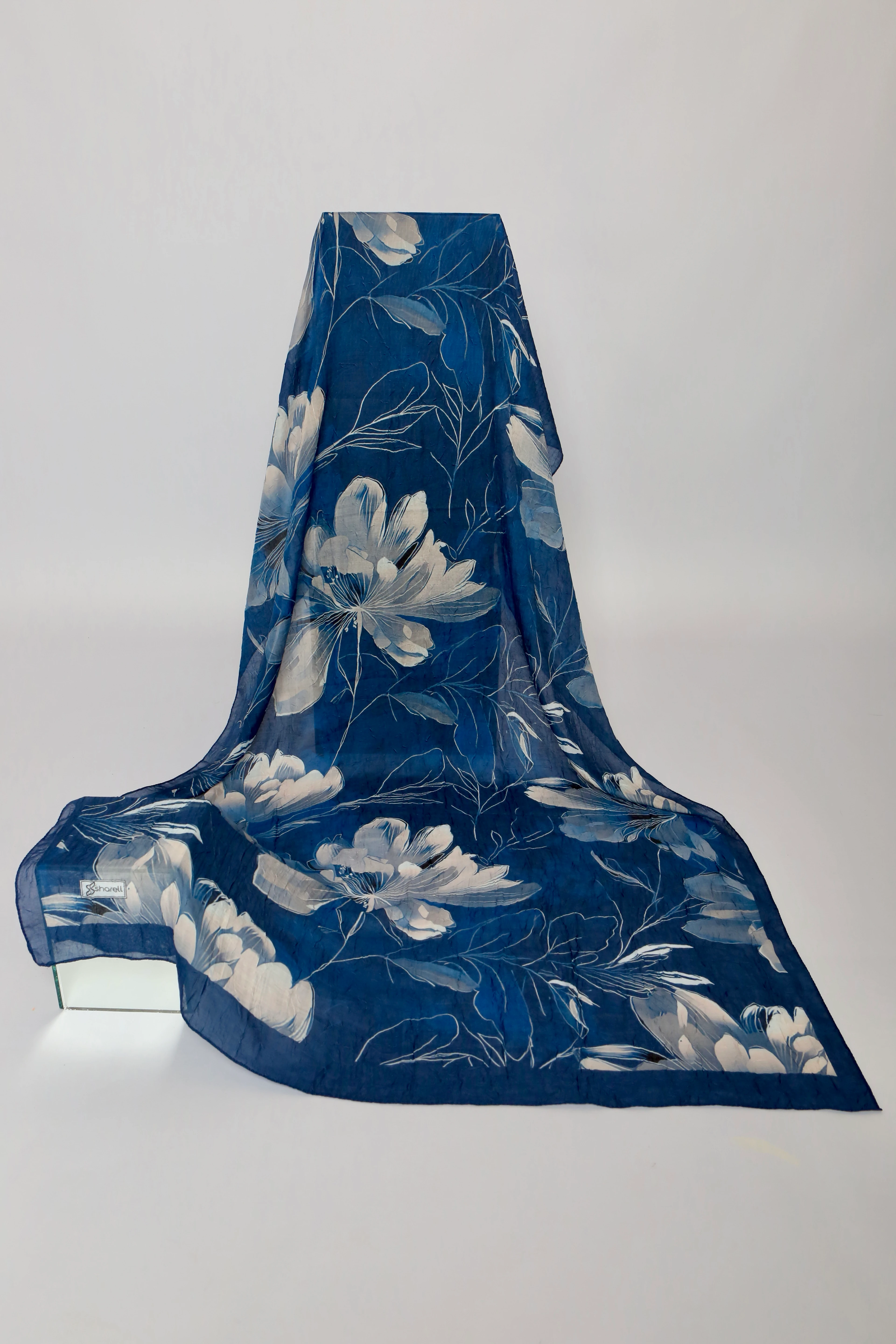 FLORA DESEN BAMBU KRAŞ ŞAL LACİVERT BEJ