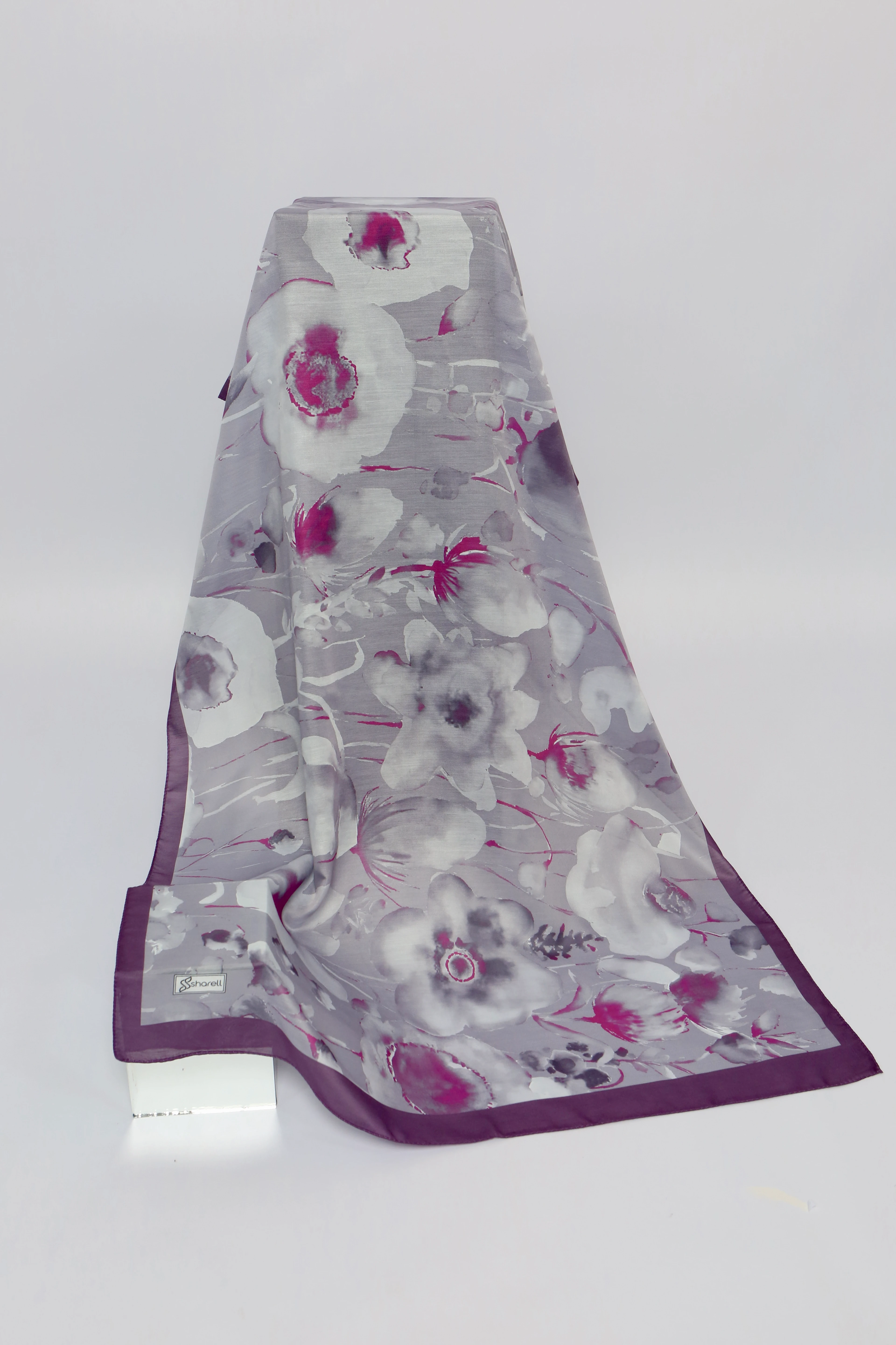 AQUARELLE DESEN SOFT ŞAL MÜRDÜM GRİ