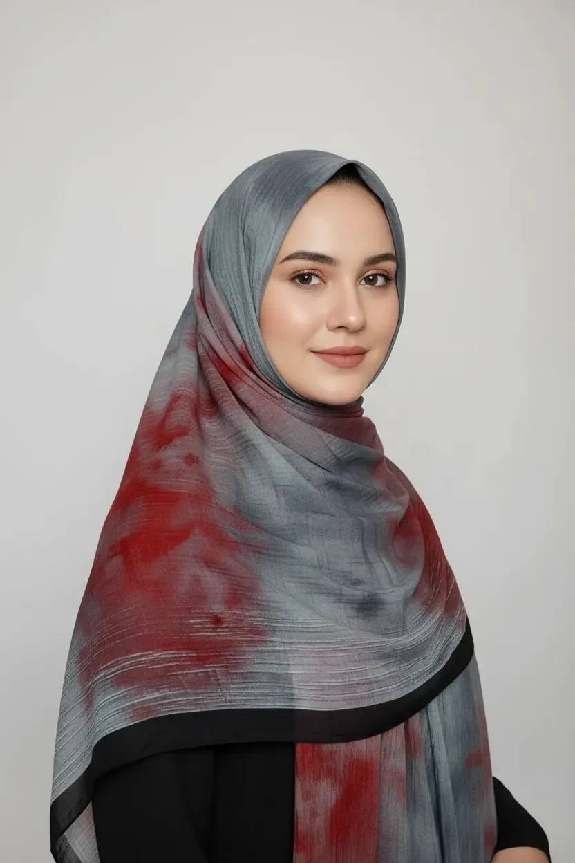 LUMEN DESEN MÜSLİN ŞAL FÜME GRİ