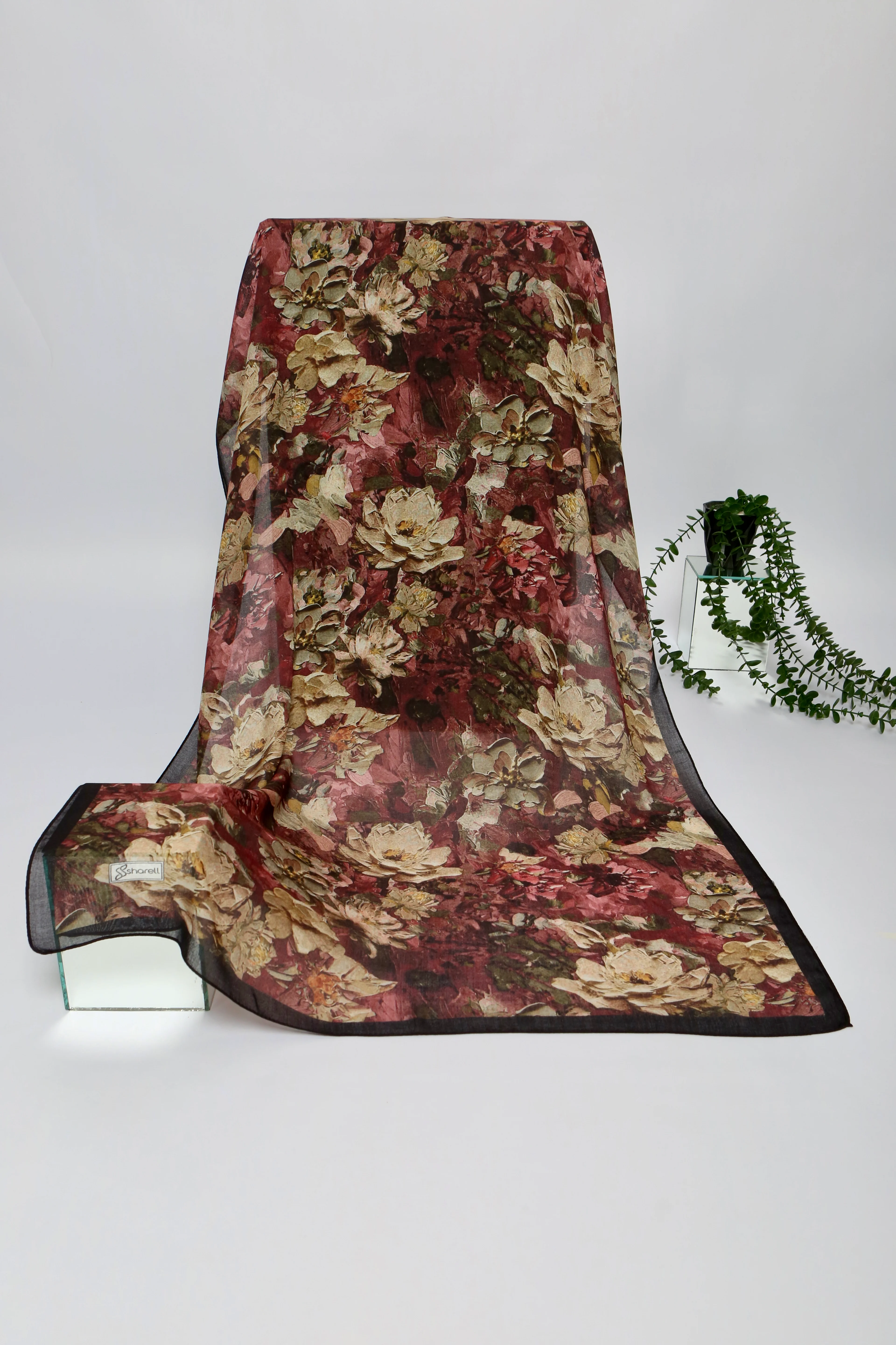 BOTANİCA DESEN RAMİ ŞAL MÜRDÜM