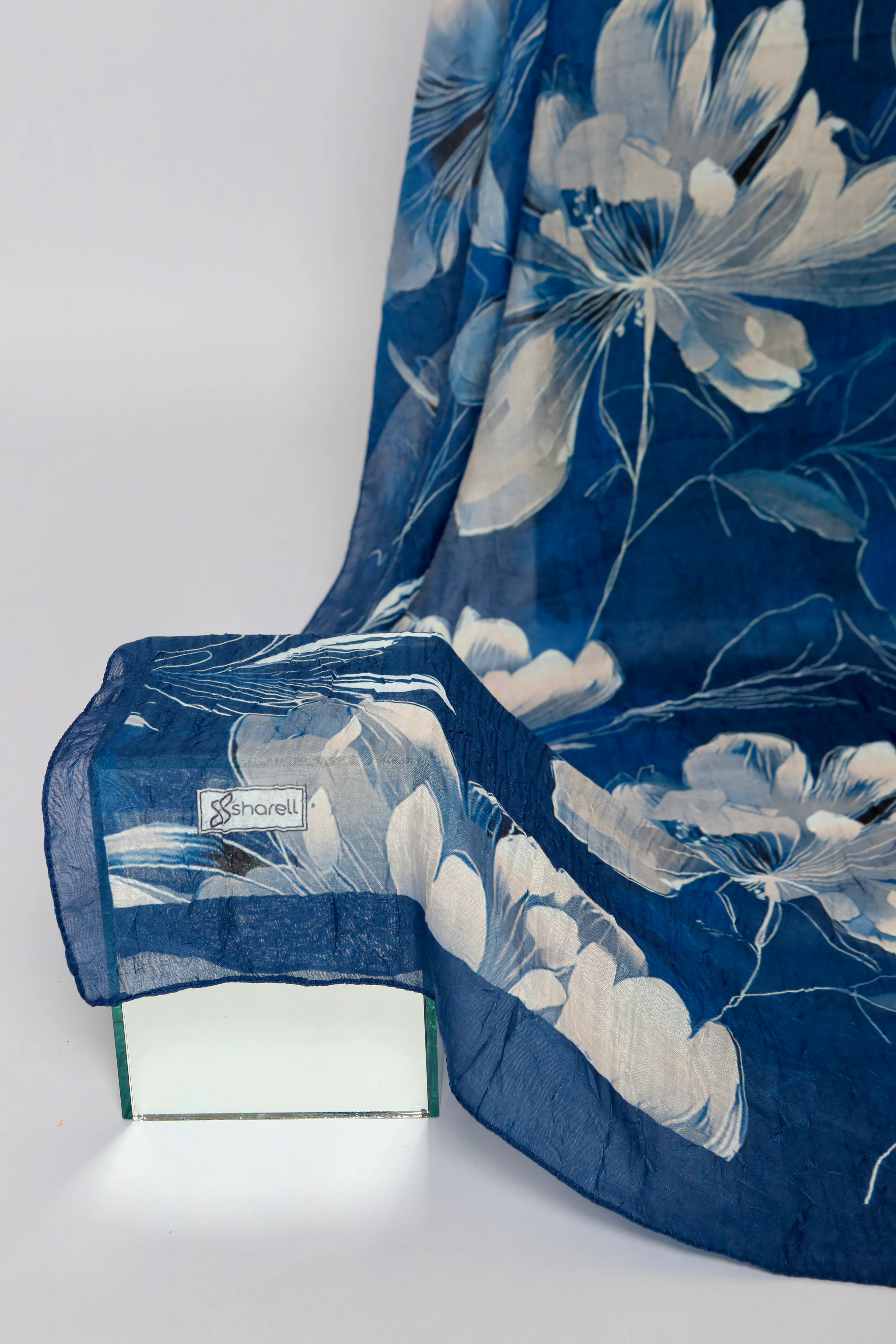 FLORA DESEN BAMBU KRAŞ ŞAL LACİVERT BEJ