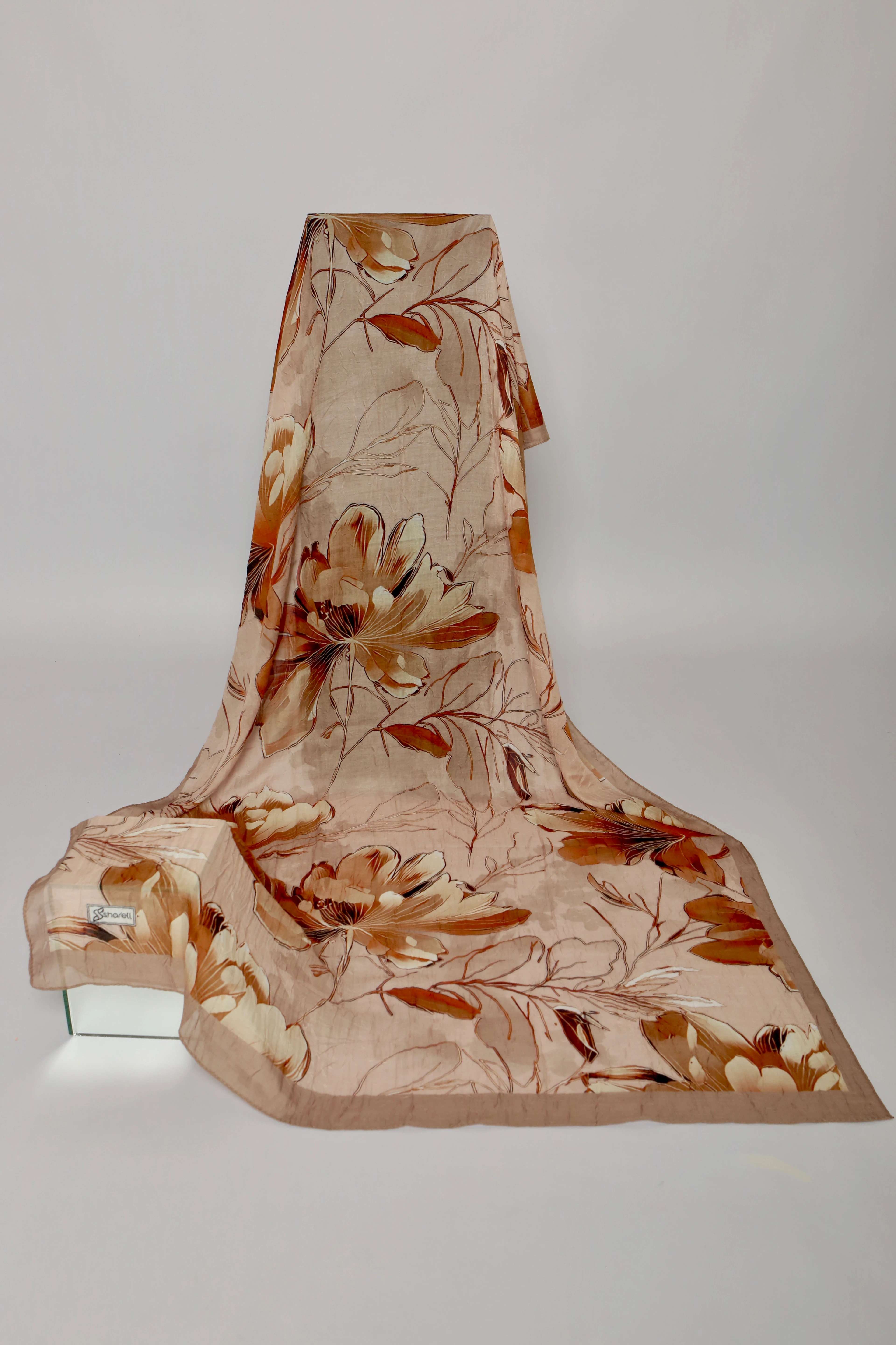 FLORA DESEN BAMBU KRAŞ ŞAL KARAMEL BEJ