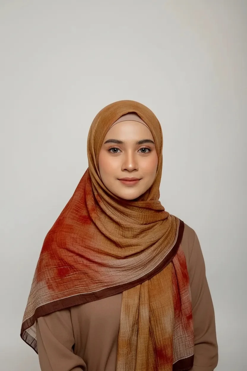 LUMEN DESEN MÜSLİN ŞAL KİREMİT