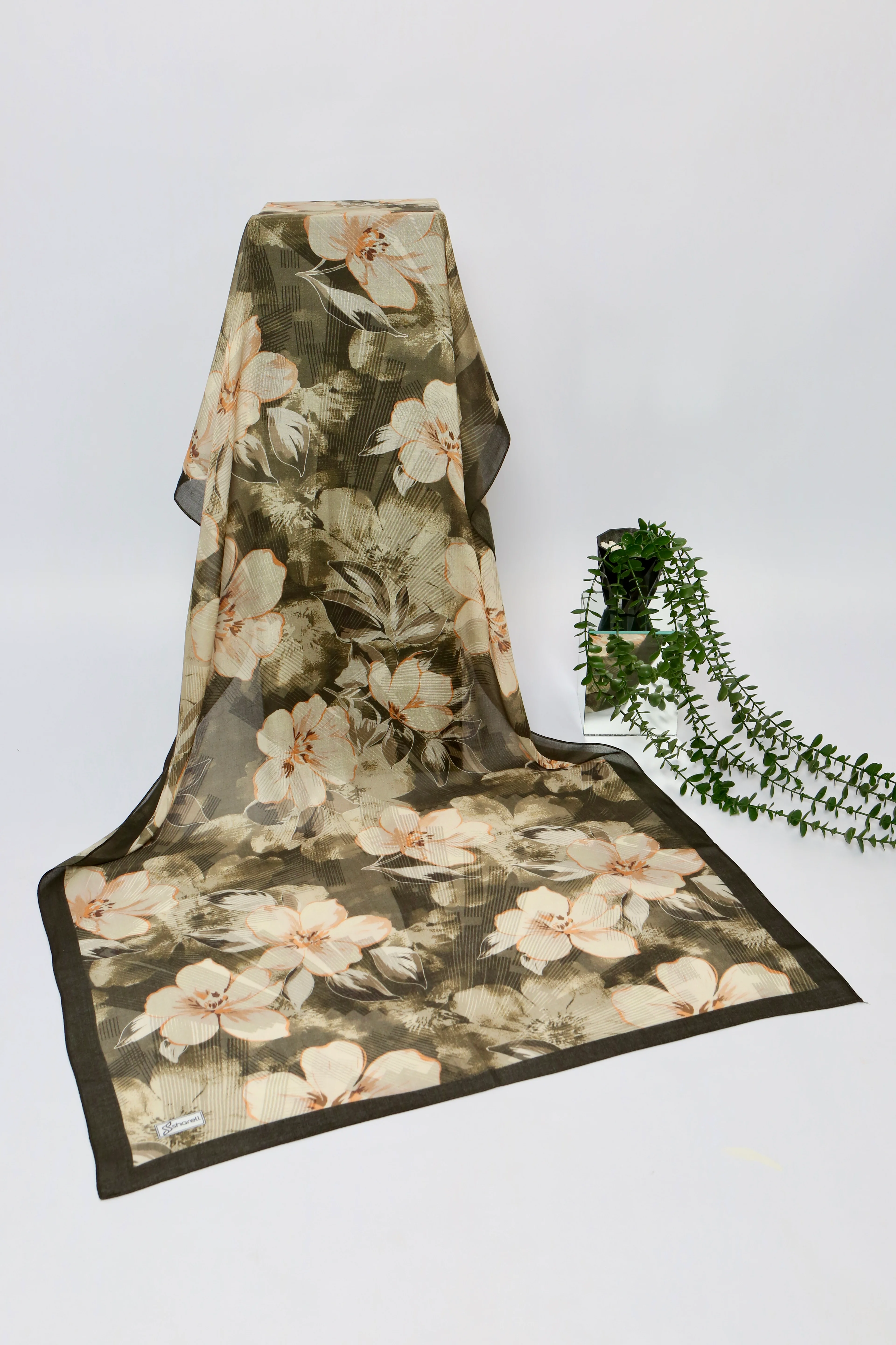 ELYSİA DESEN RAMİ ŞAL ZEYTİN YEŞİLİ