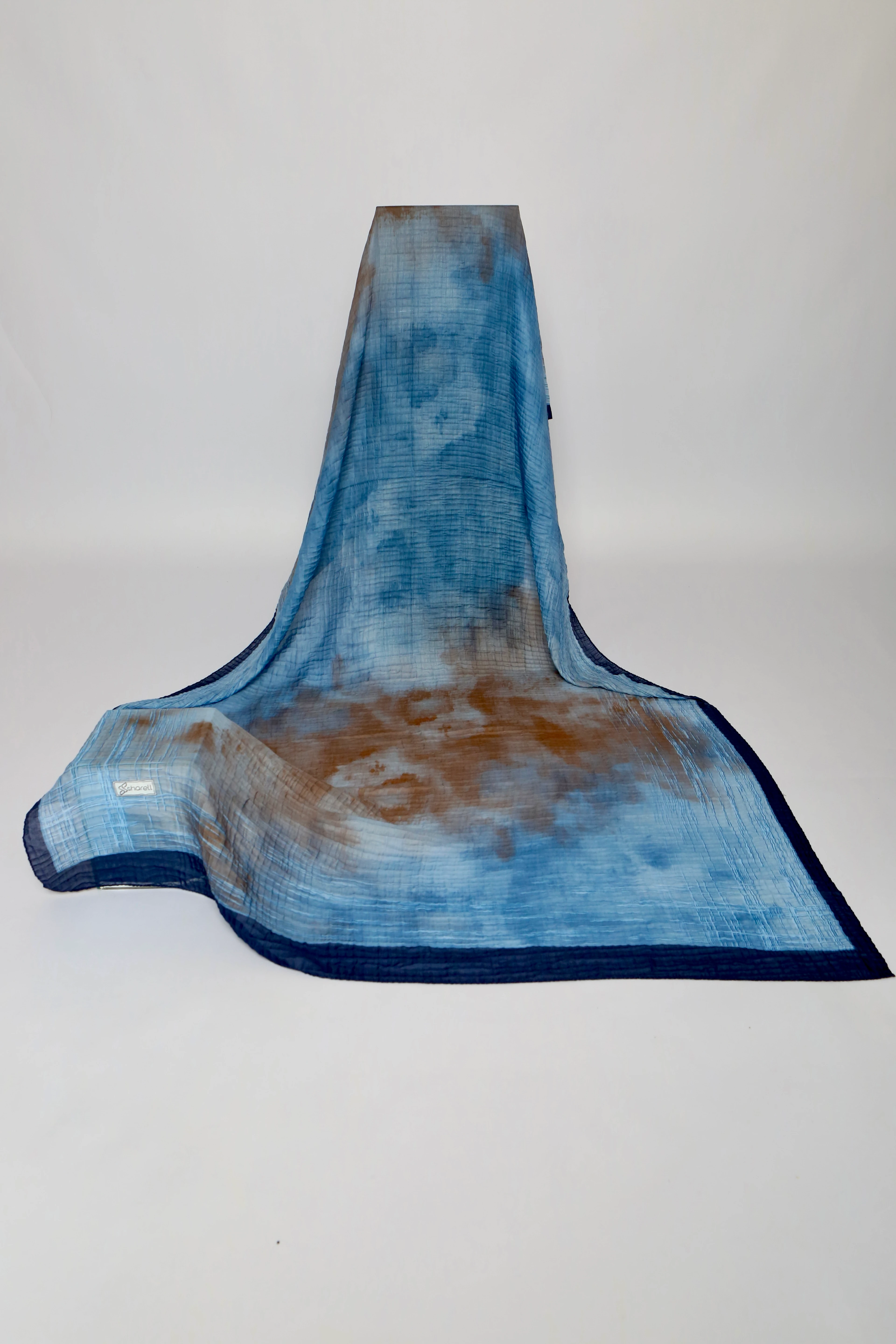 LUMEN DESEN MÜSLİN ŞAL MAVİ