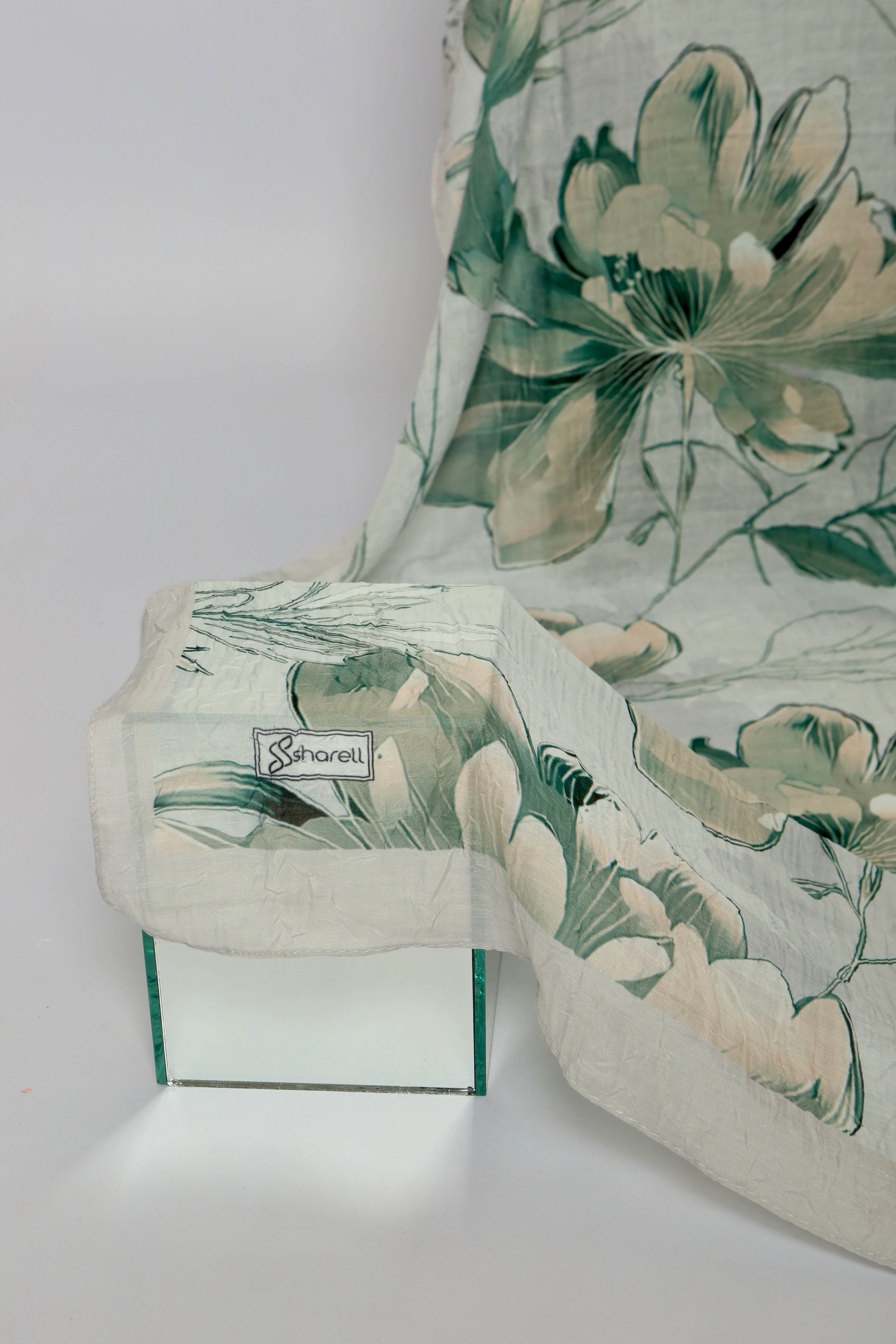 FLORA DESEN BAMBU KRAŞ ŞAL KIRIK BEYAZ MİNT