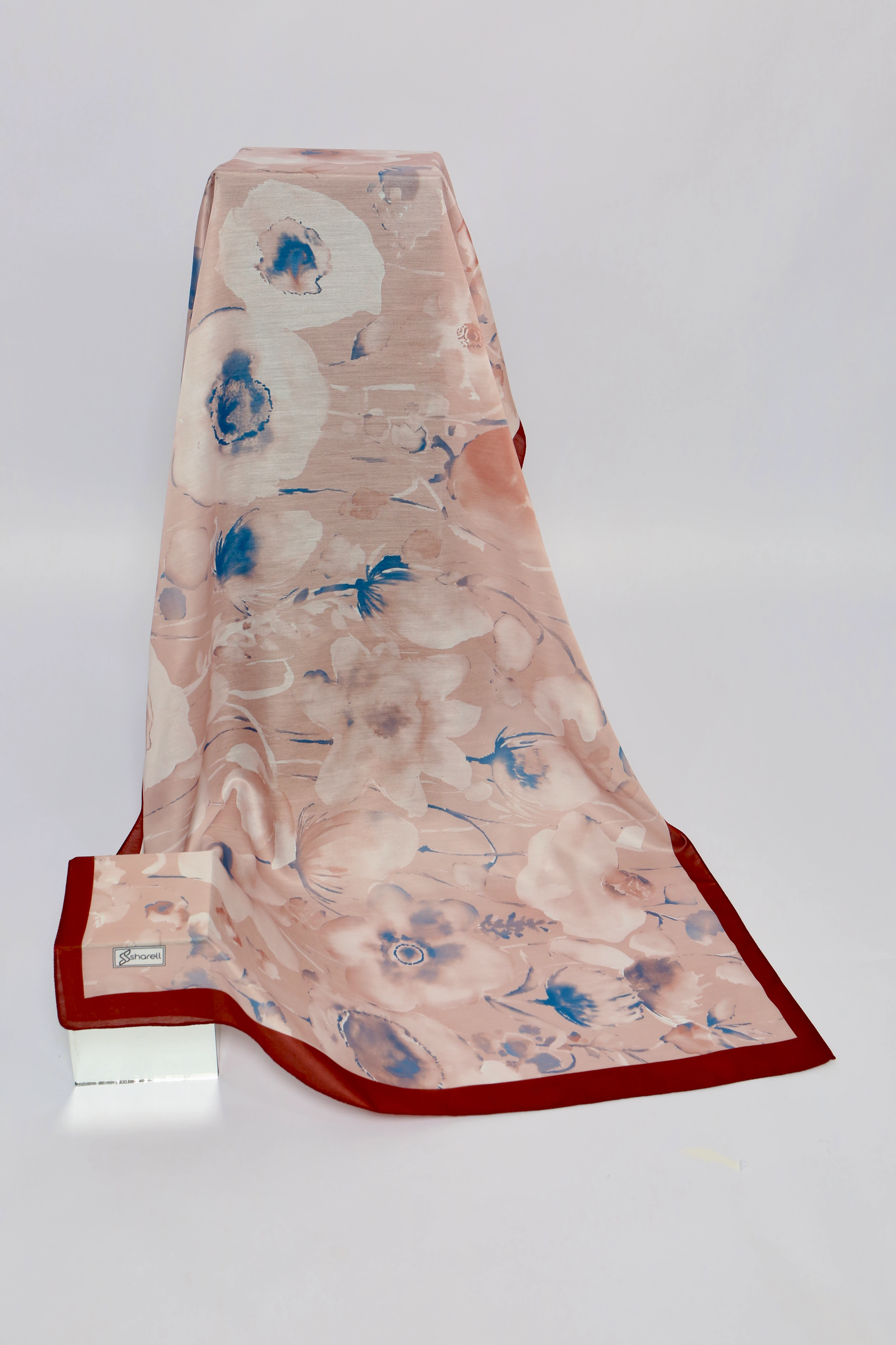 AQUARELLE DESEN SOFT ŞAL BORDO PUDRA