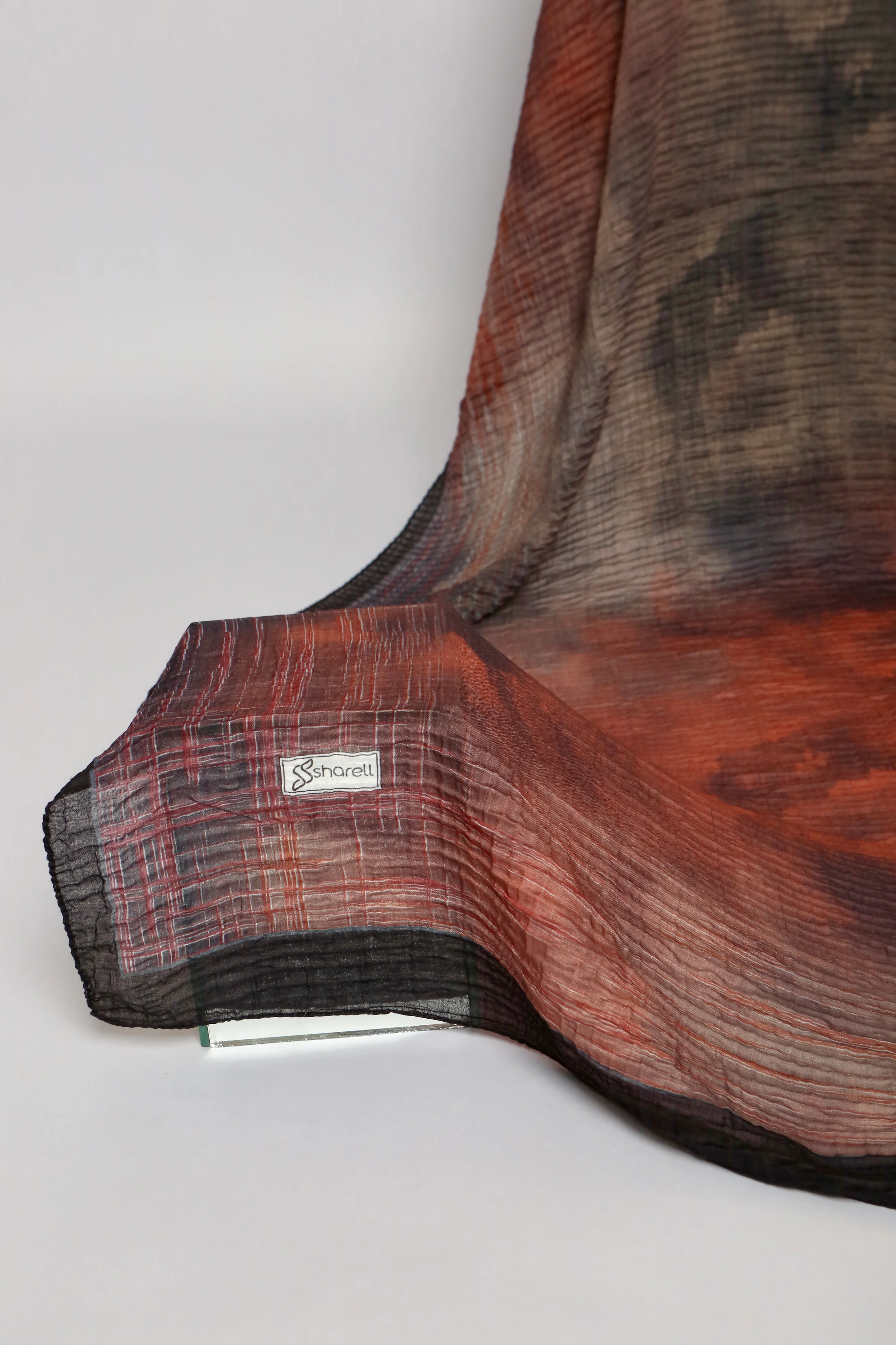 LUMEN DESEN MÜSLİN ŞAL FÜME YANIK TURUNCU