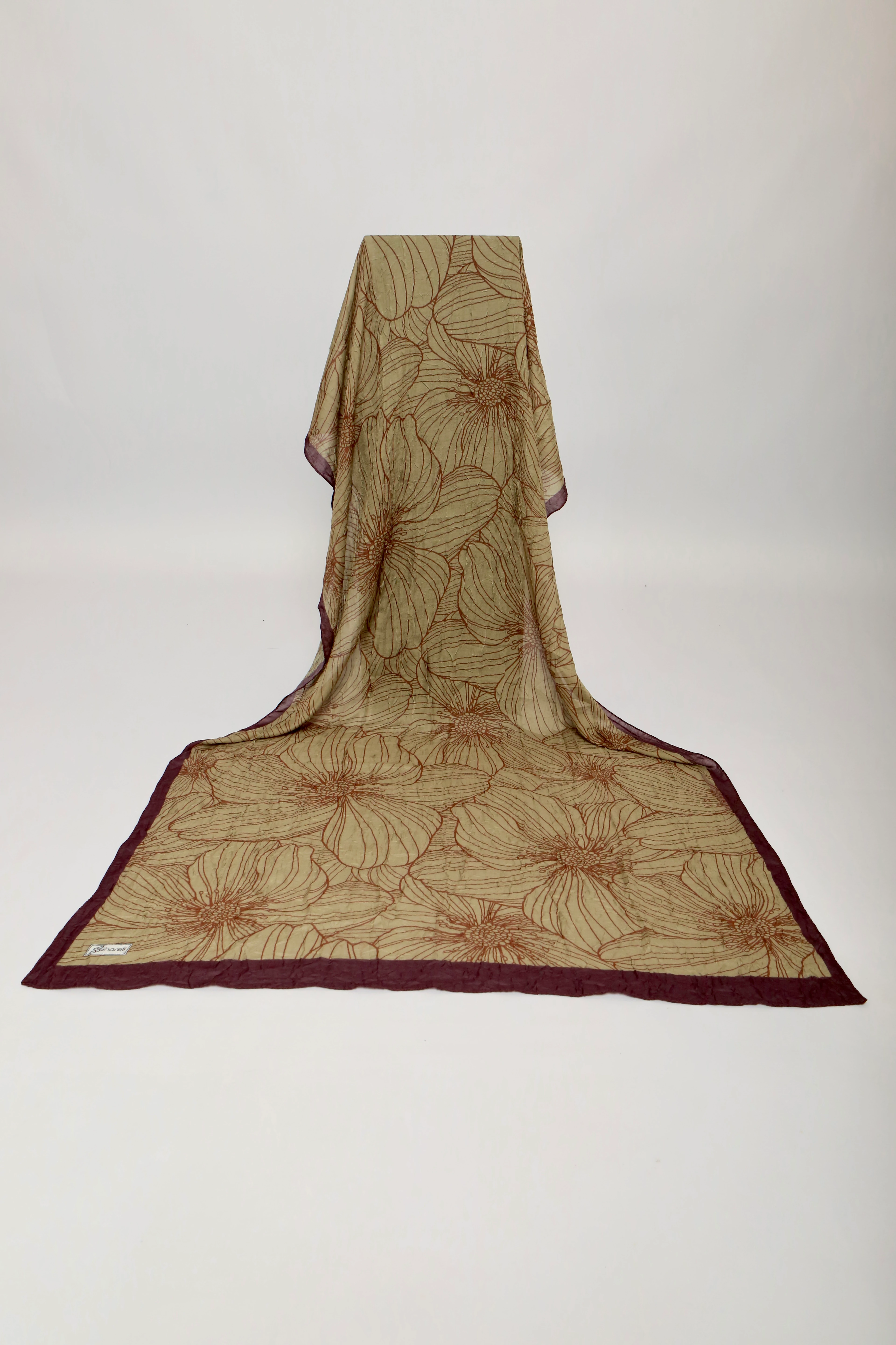 SERAFLORA DESEN BAMBU KRAŞ ŞAL BEJ KIZIL KAHVE