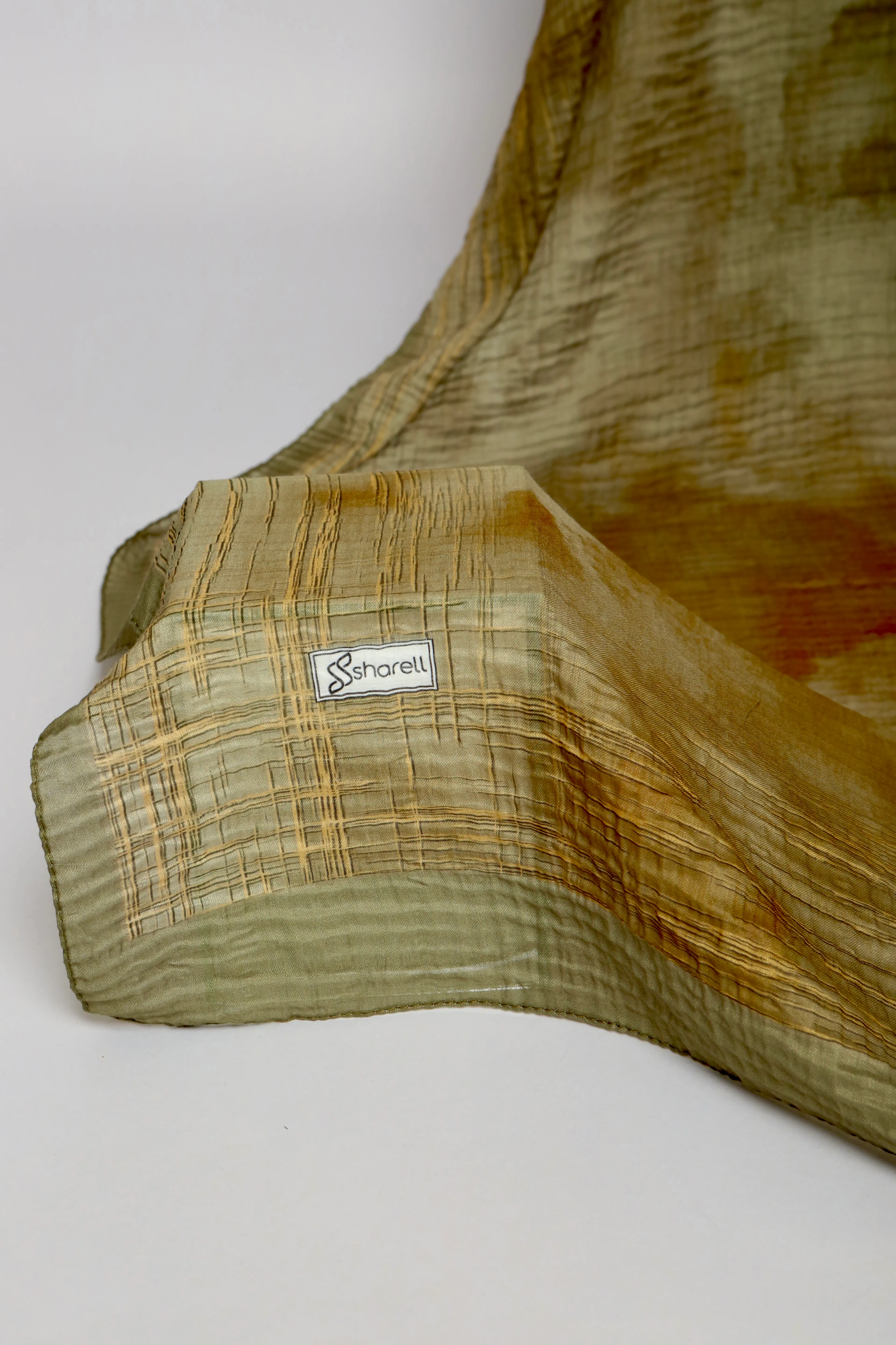 LUMEN DESEN MÜSLİN ŞAL ZEYTİN YEŞİLİ