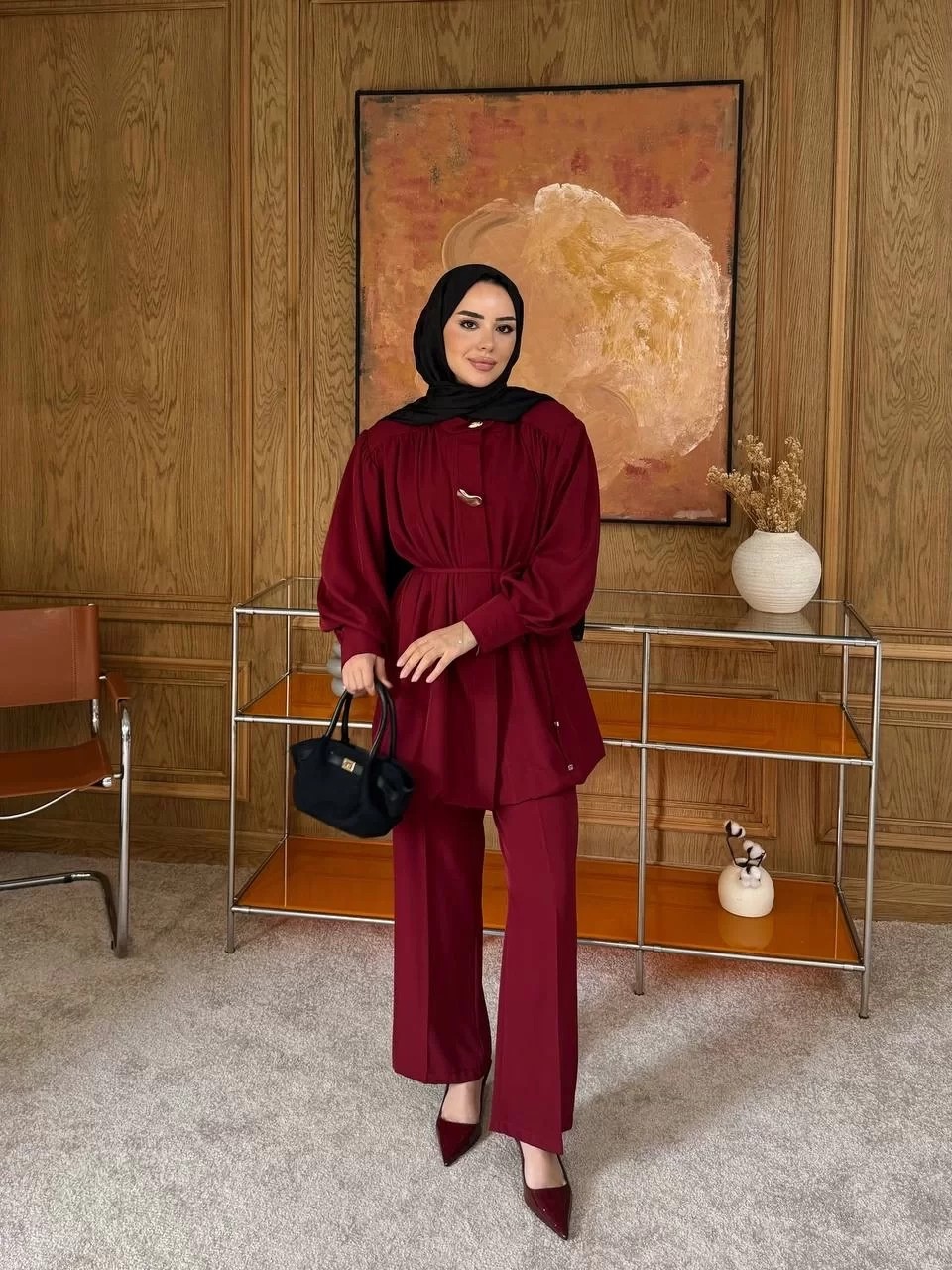 İnaya Elbise - Bordo