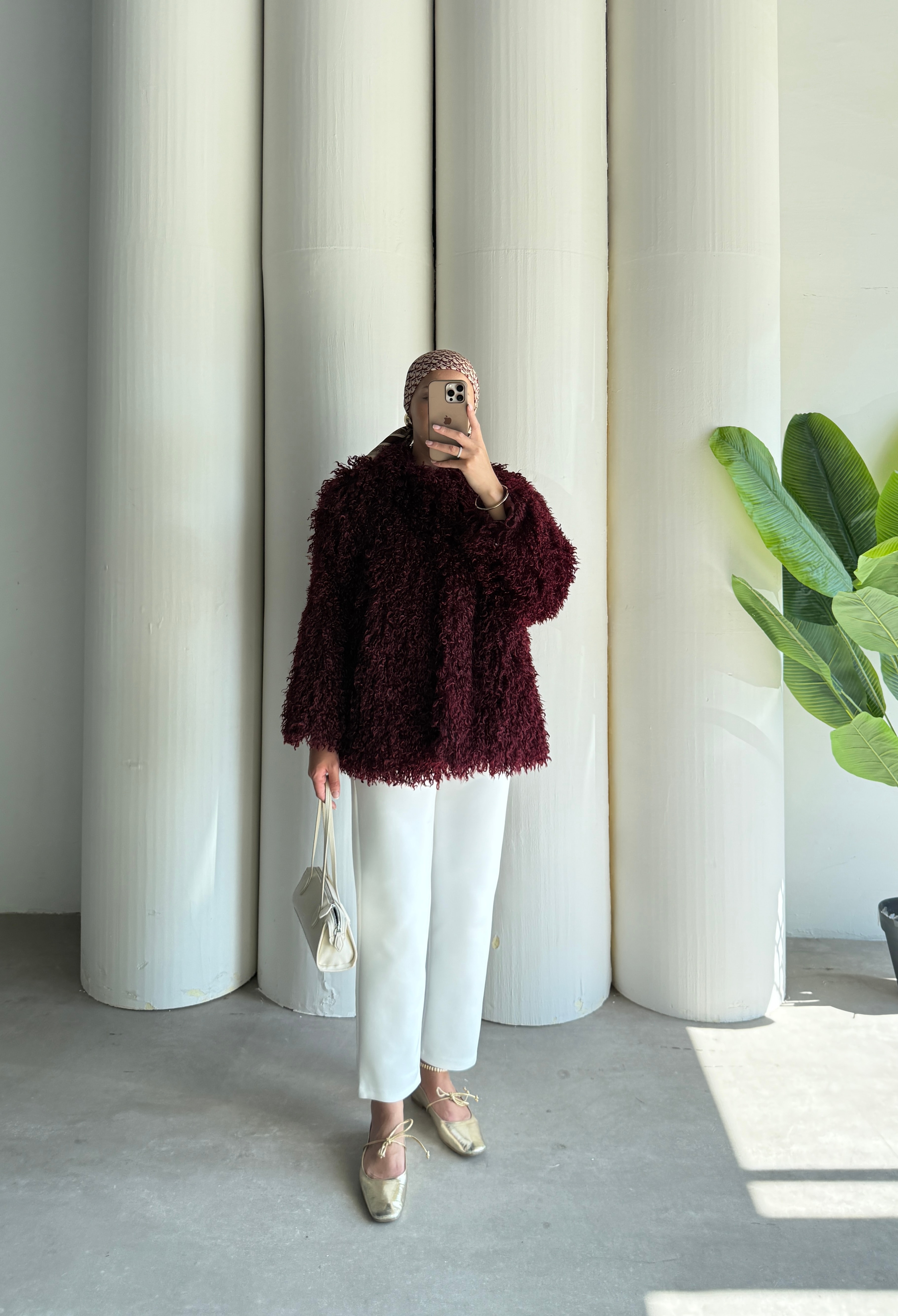Curly Peluş kaban - Bordo