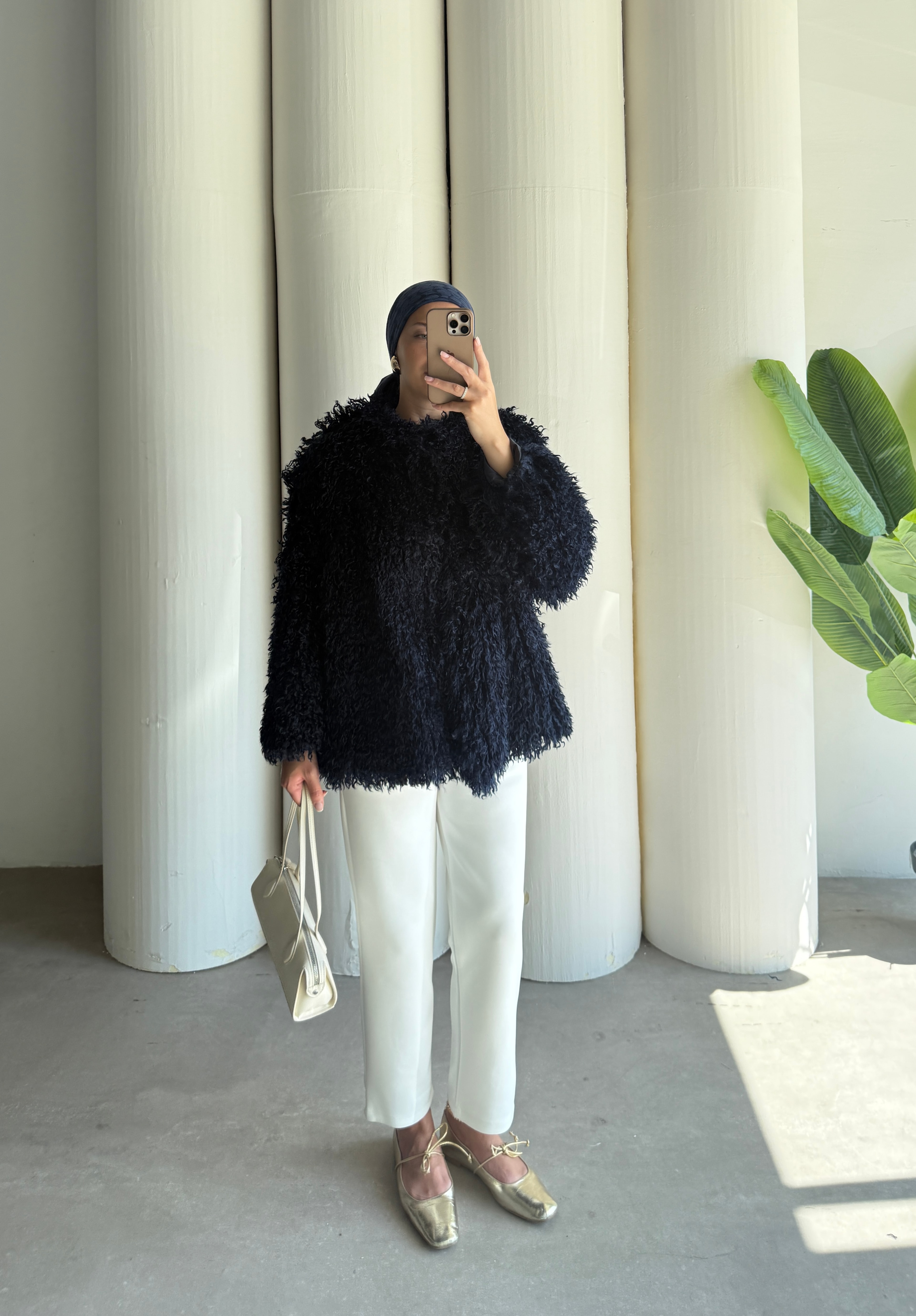 Curly Peluş kaban - Lacivert