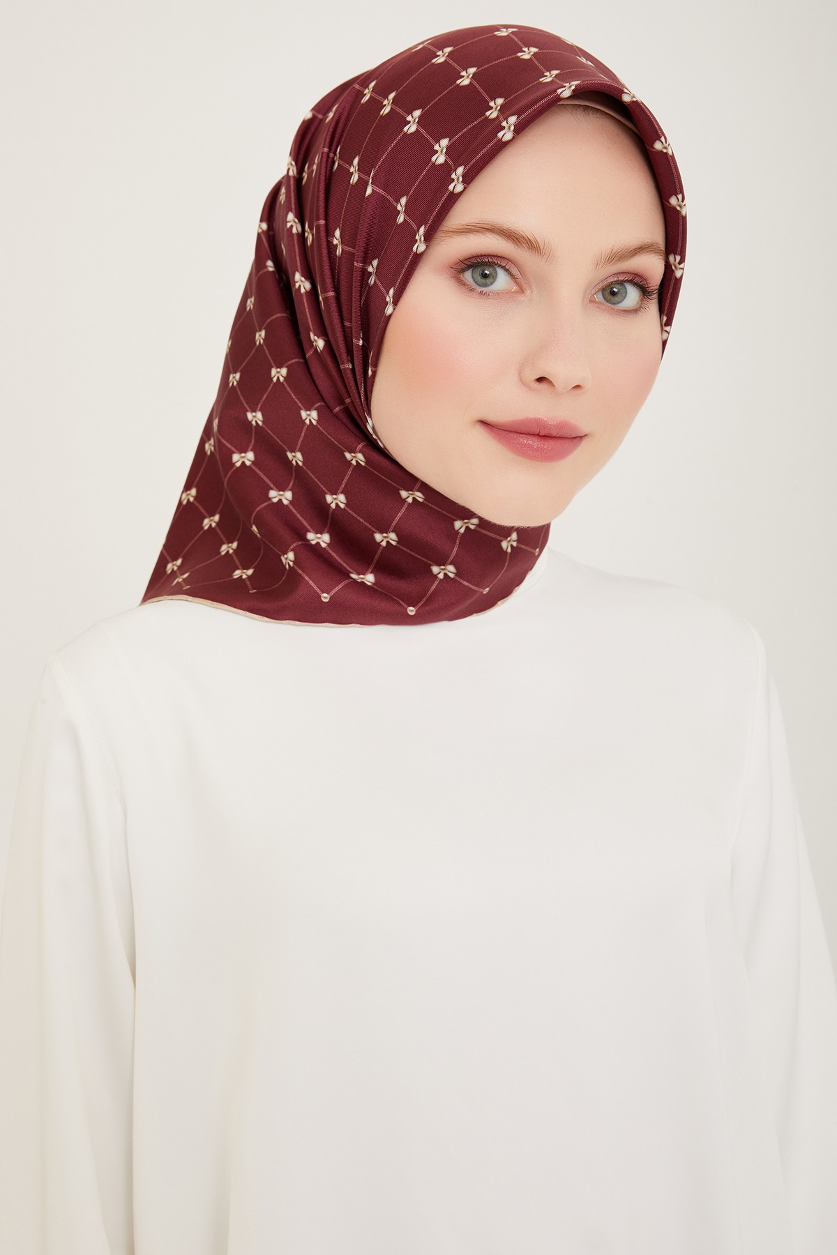 Belli Twill İpek Eşarp 4006D- - Bordo-31