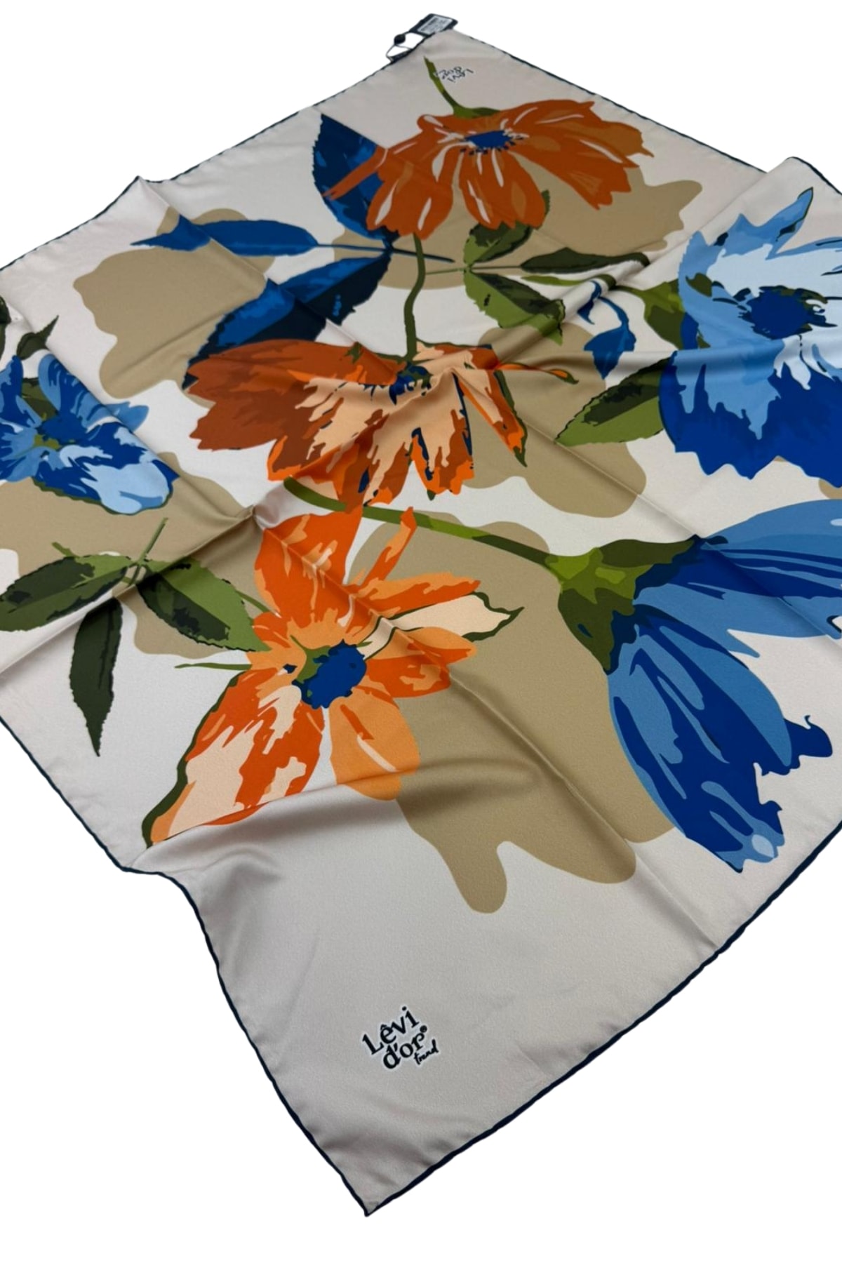 Levidor Trend Twill Eşarp LDT276 - 07-Krem-Turuncu-Mavi