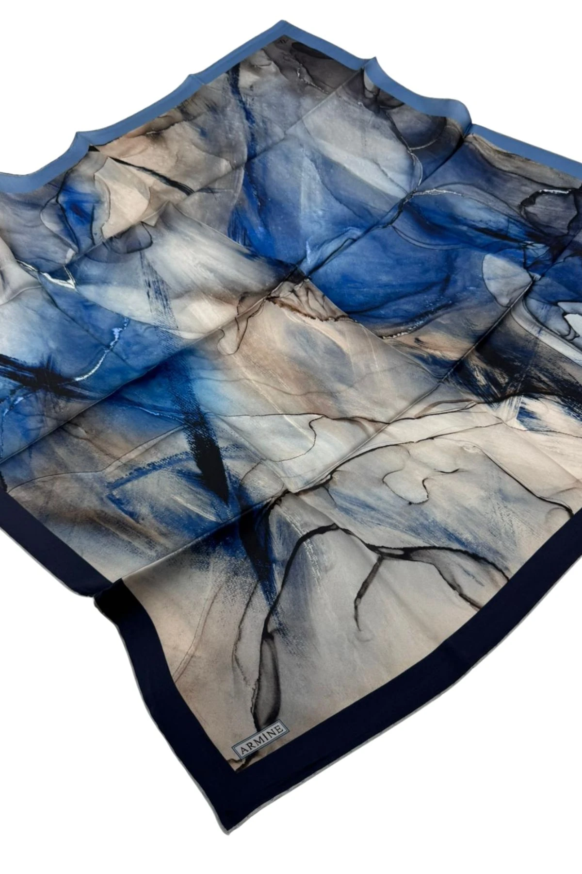 Nostalji Serisi Sura İpek Eşarp 8400DS - 82-İndigo-Taş