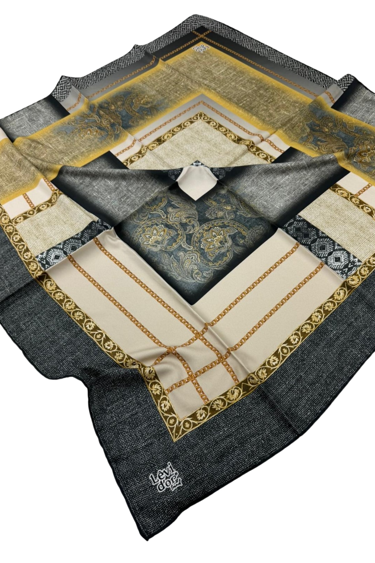 Levidor Trend Twill Eşarp LDT277 - 13-Koyu Antrasit-Keten Yeşili