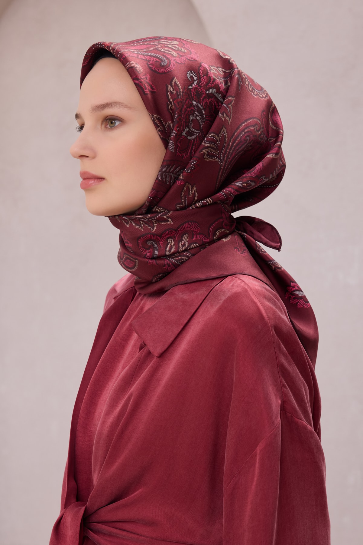 Belli Twill İpek Eşarp 4207D - 88-Bordo