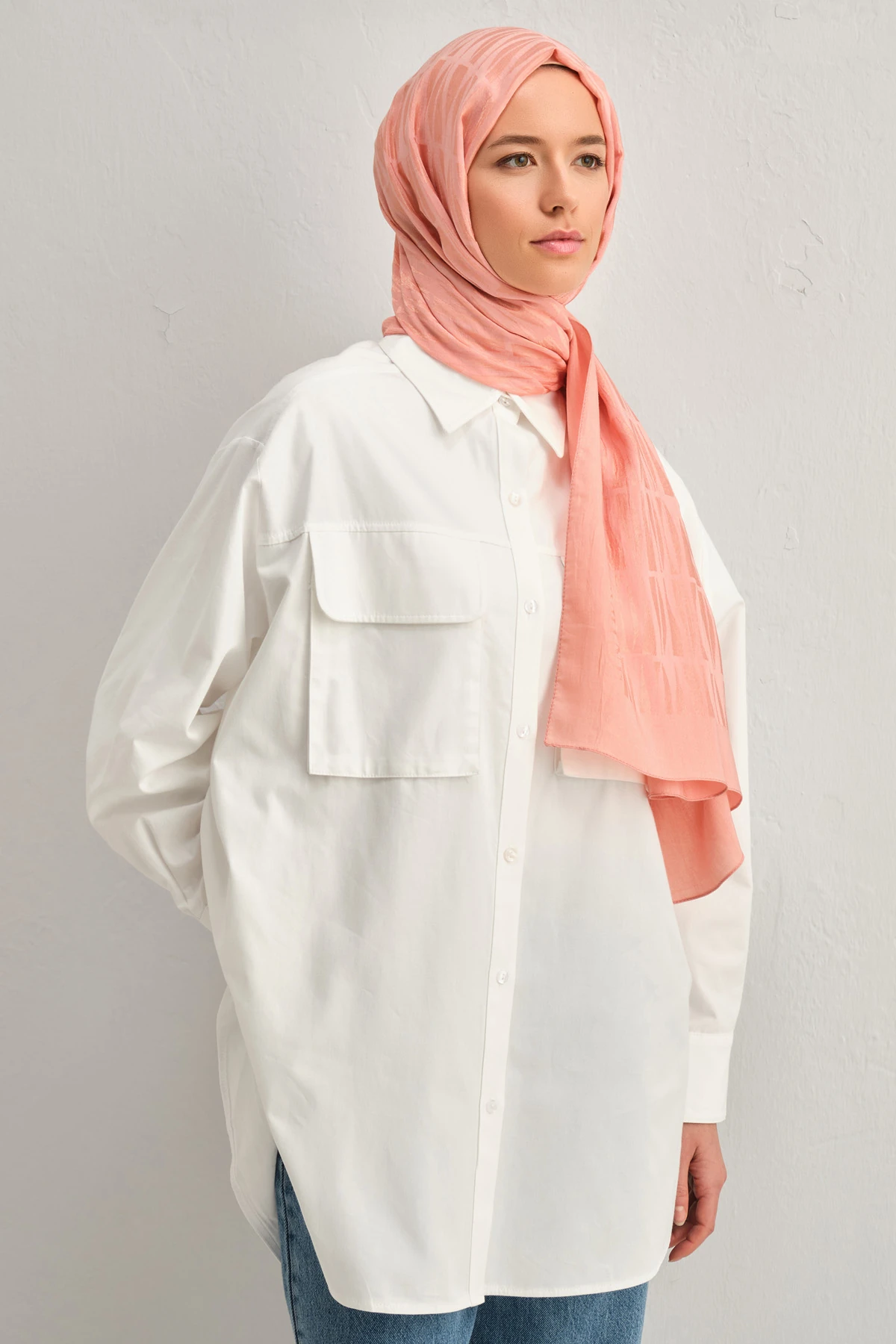 Armine Lyocell İpek Şal 1002-3 - Somon-1113-14