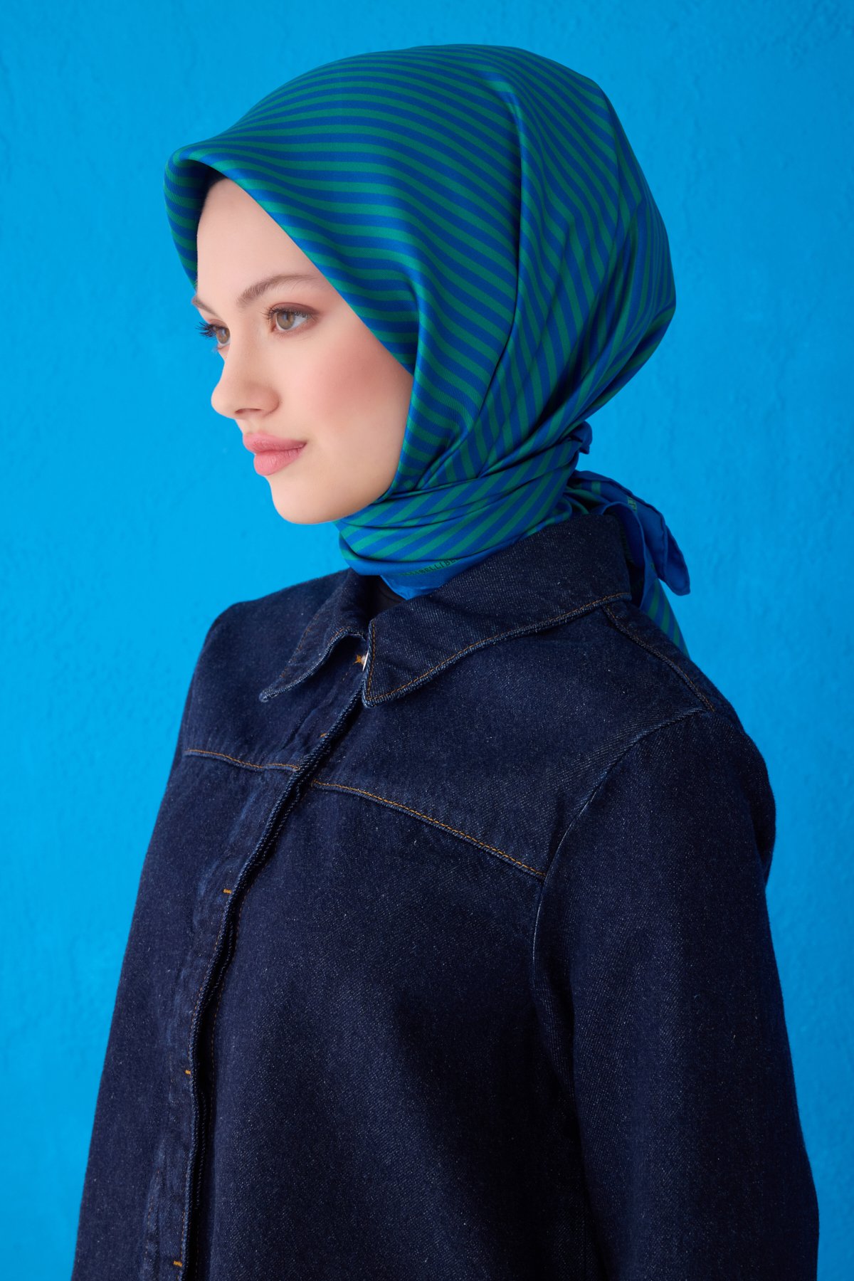Belli Twill İpek Eşarp 4115D - İndigo-