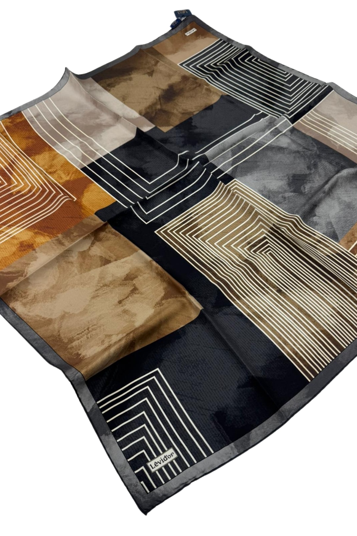 Levidor Twill İpek Eşarp LD1113 - 01-Antrasit-Sütlü Kahve