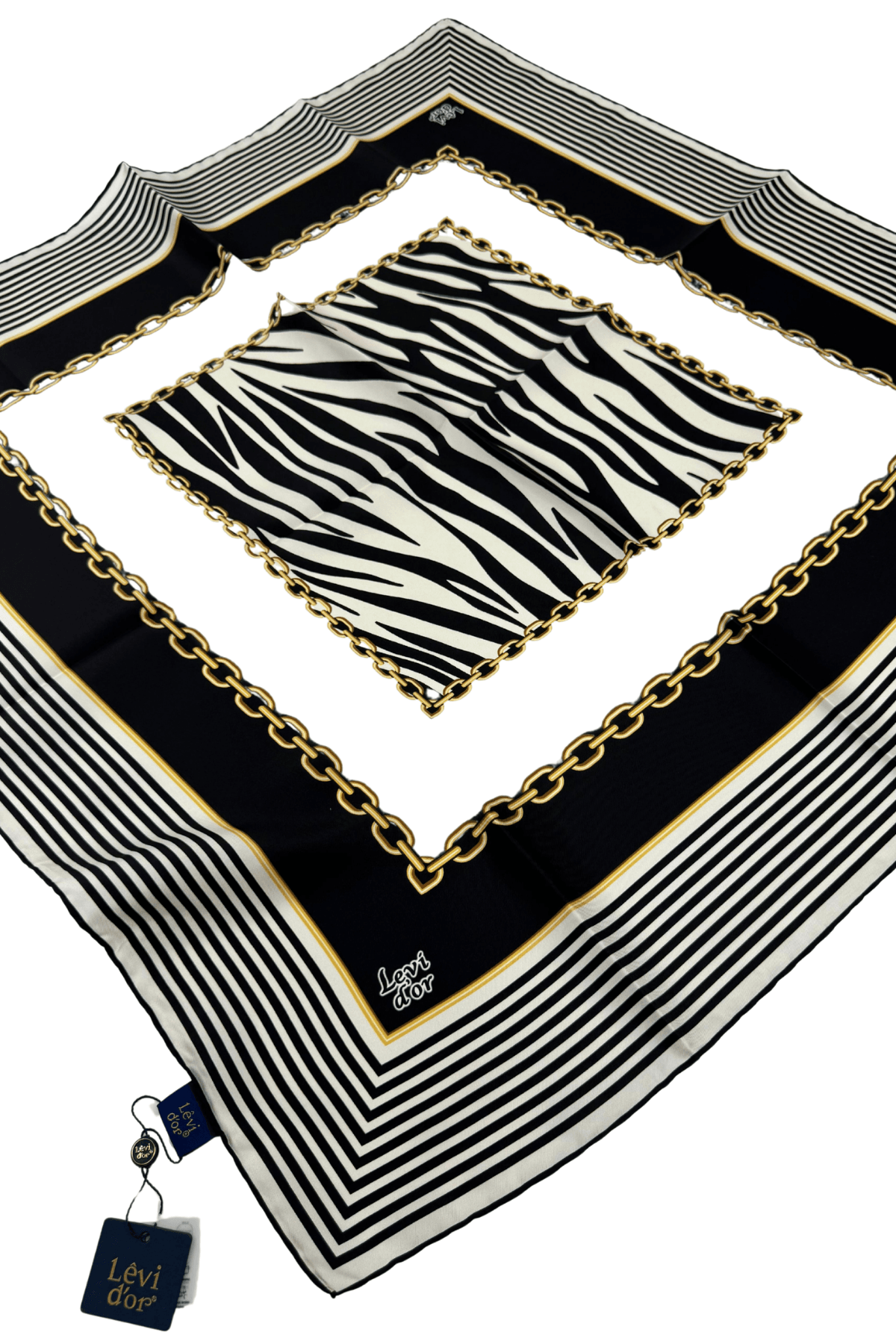 Levidor Twill İpek Eşarp LD1064-01 - Siyah-Beyaz-01