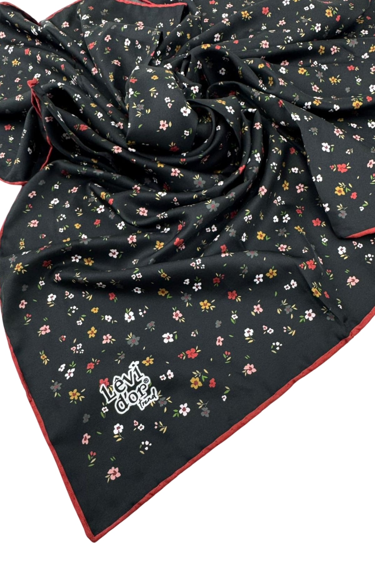 Levidor Trend Twill Eşarp LDT282 - 03-Siyah-Kırmızı