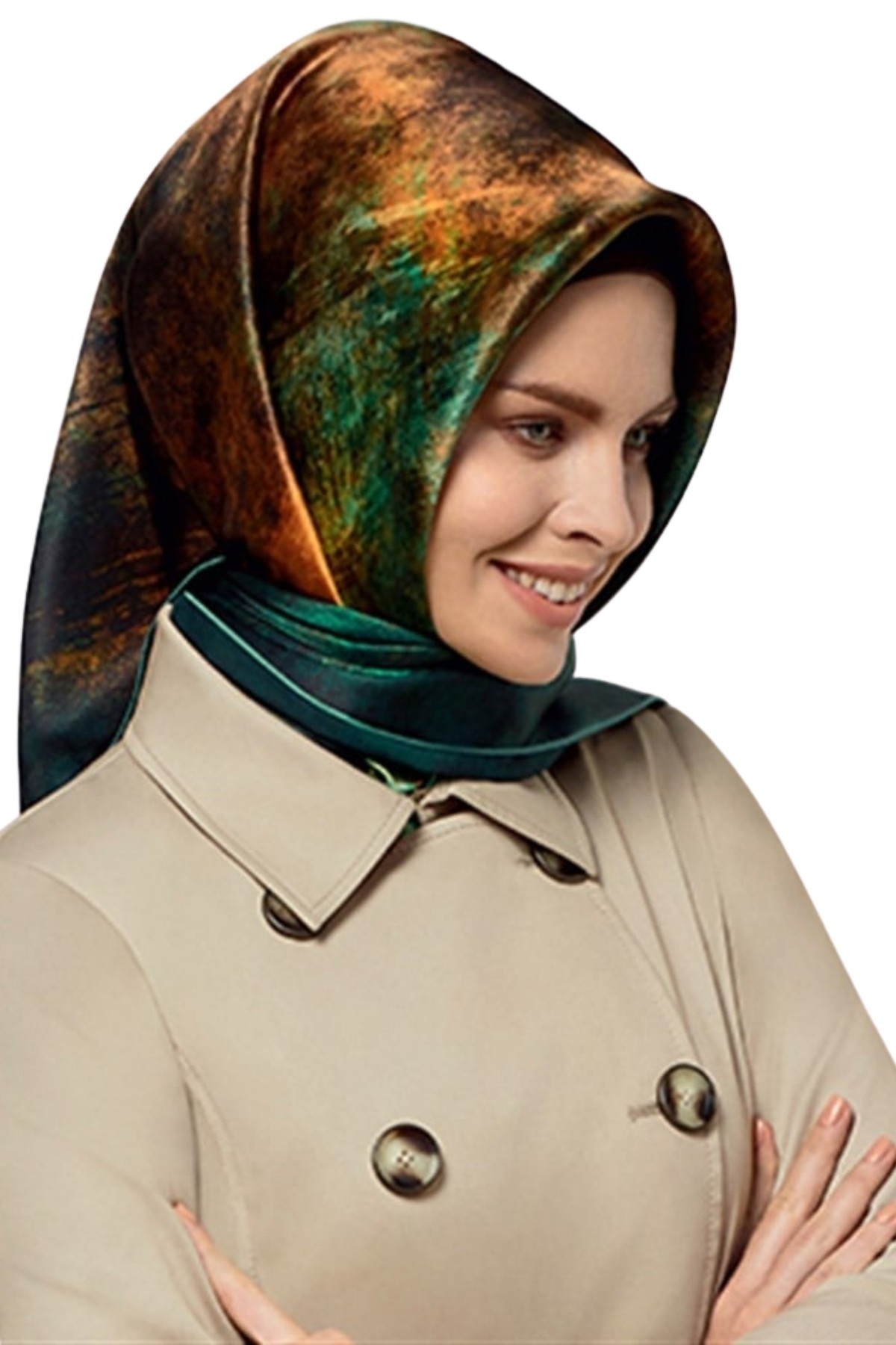 Armine Nostalji Serisi Sura İpek Eşarp 7464DS - Petrol Mavisi-Haki-20