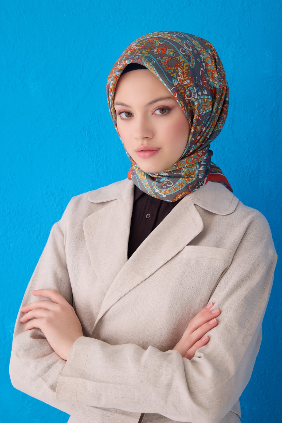 Belli Twill İpek Eşarp 4101D - Çok Renkli 6