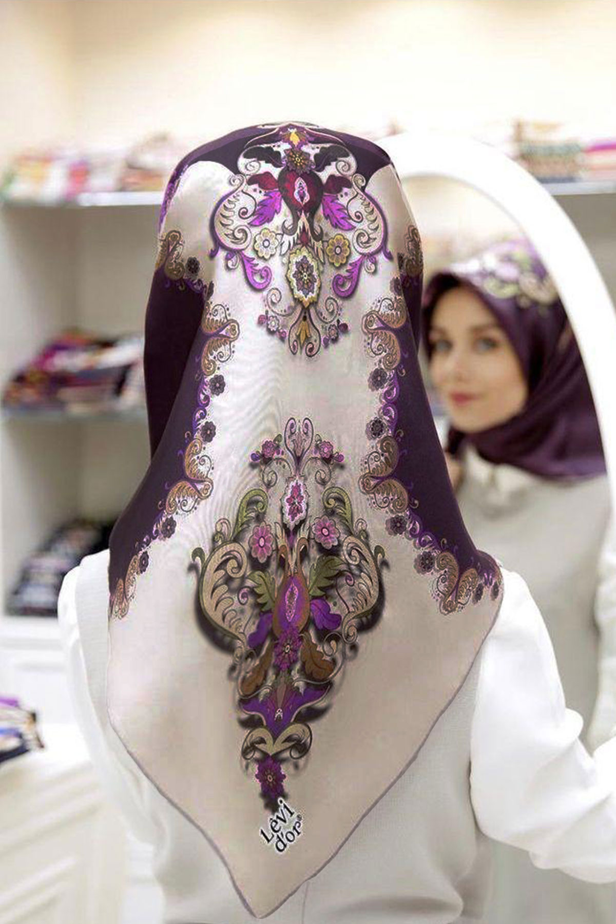 Levidor Trend Twill Eşarp LDT134-01 - Violet-Açık Vizon