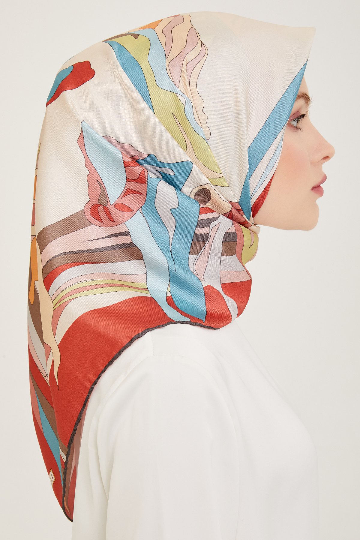 Belli Twill İpek Eşarp 4017D - Turuncu-Bebe Mavisi-83