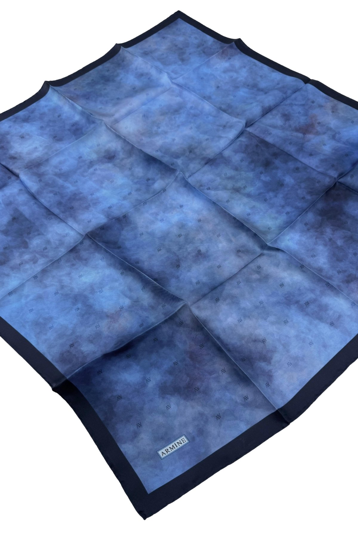 Armine Nostalji Serisi Twill İpek Eşarp 8933D-34 - Lacivert-Gece Mavisi-34