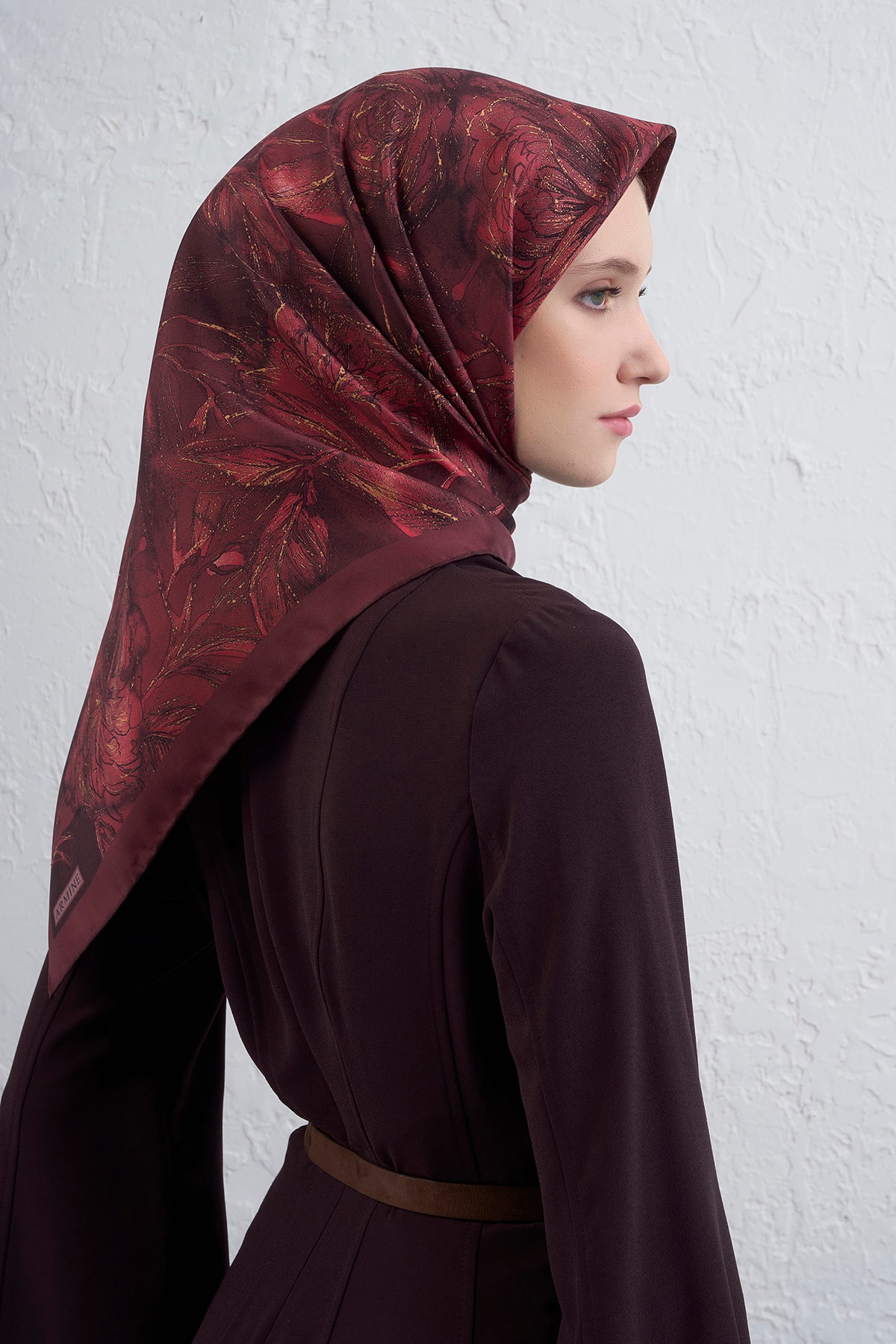 Armine Sura İpek Eşarp 9409DS - 03-Bordo-Kırmızı