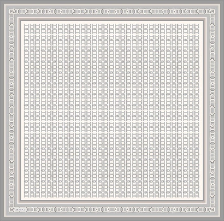 Armine Nostalji Serisi Twill İpek Eşarp 9301D - Gri - Krem