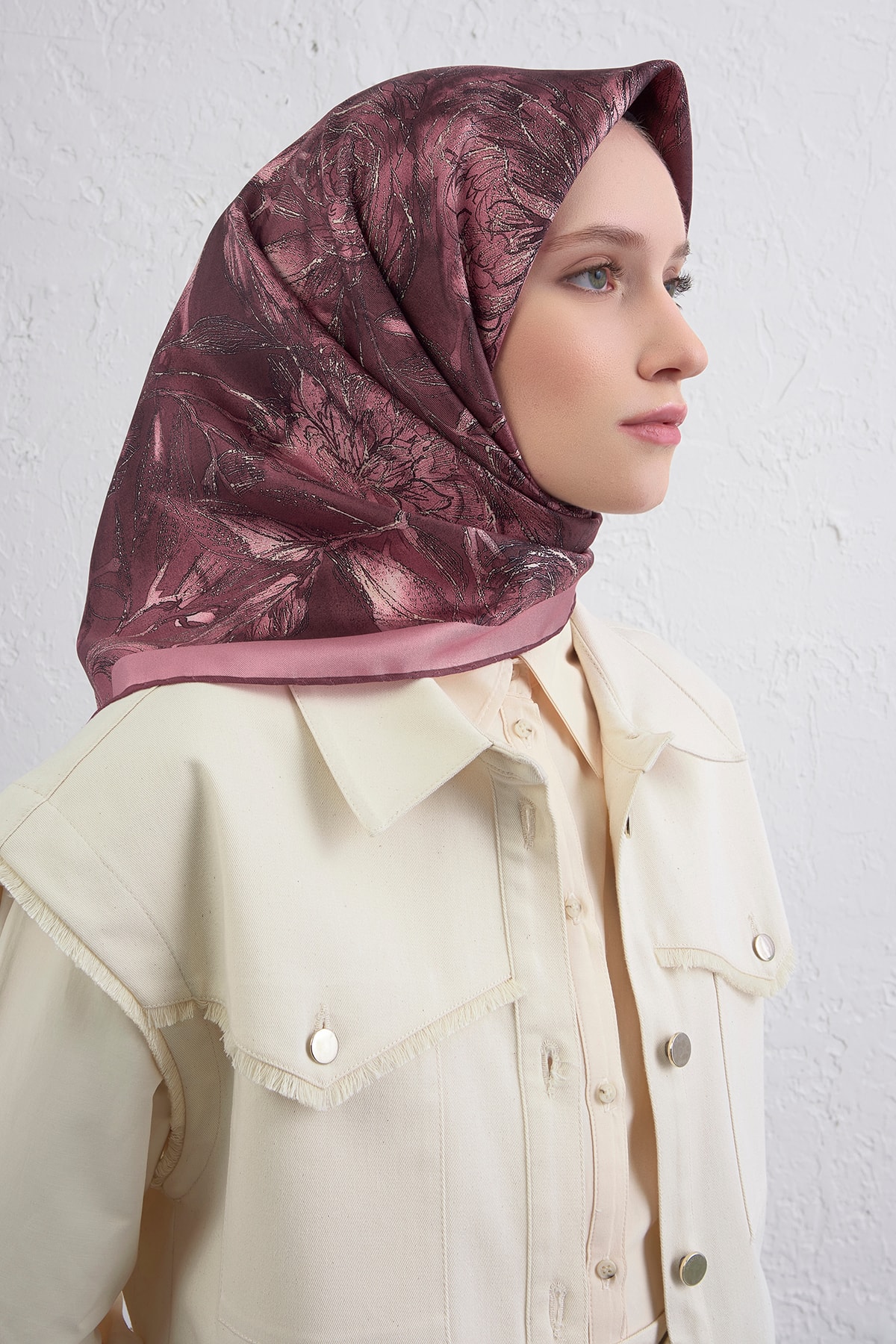 Armine Sura İpek Eşarp 9409DS - 05-Gül Kurusu