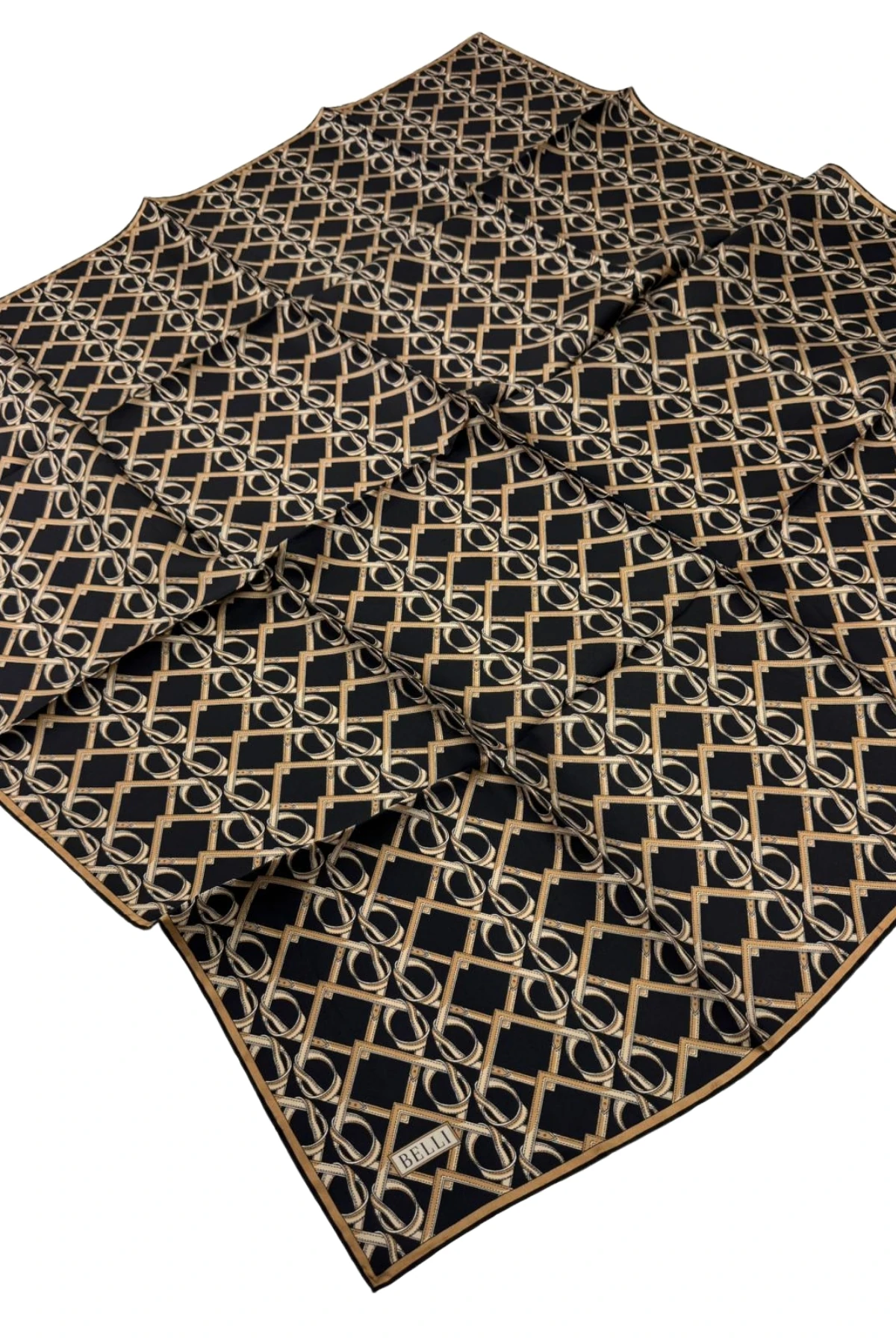 Belli Twill İpek Eşarp 4214D - 86-Siyah