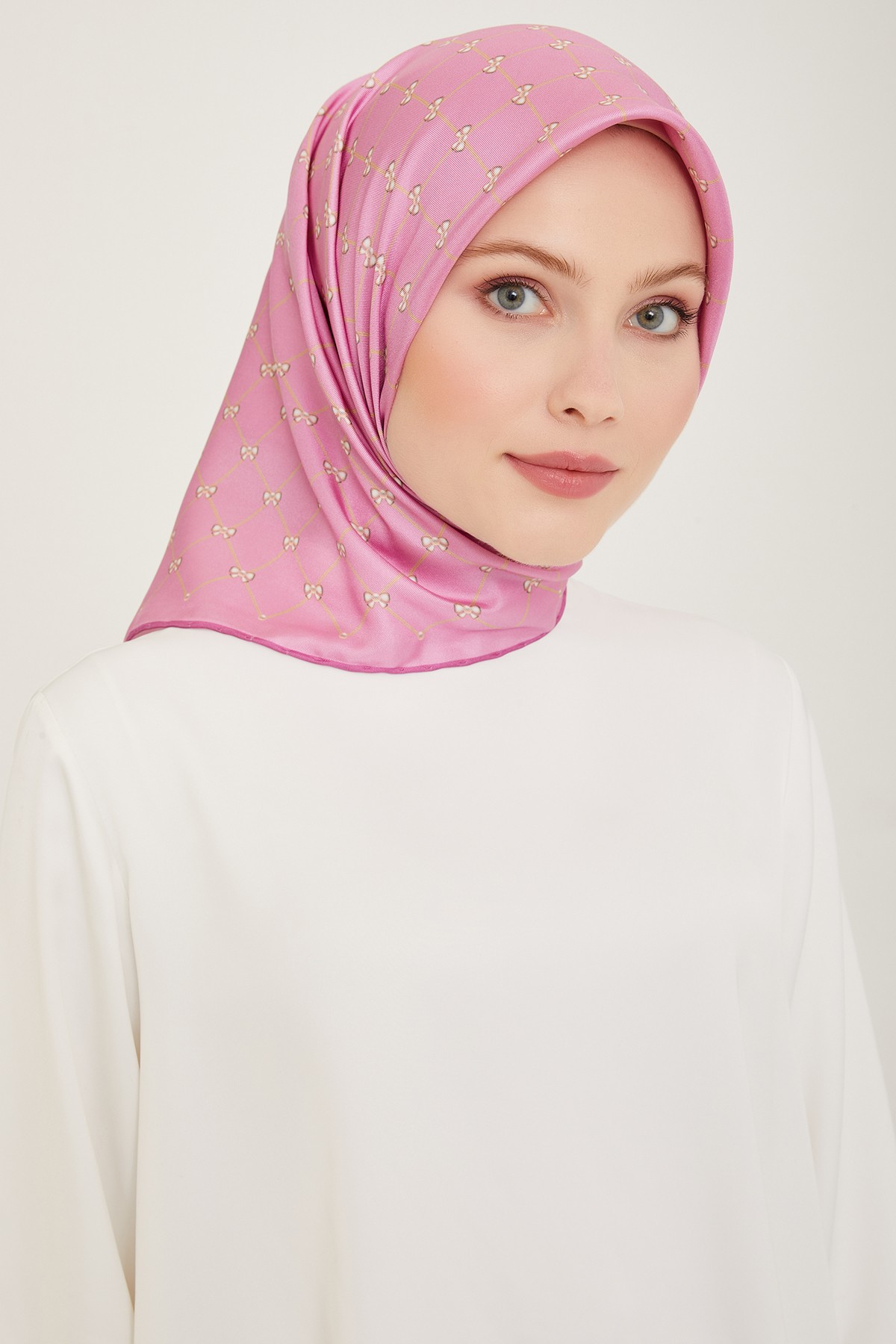 Belli Twill İpek Eşarp 4006D- - Pembe-51