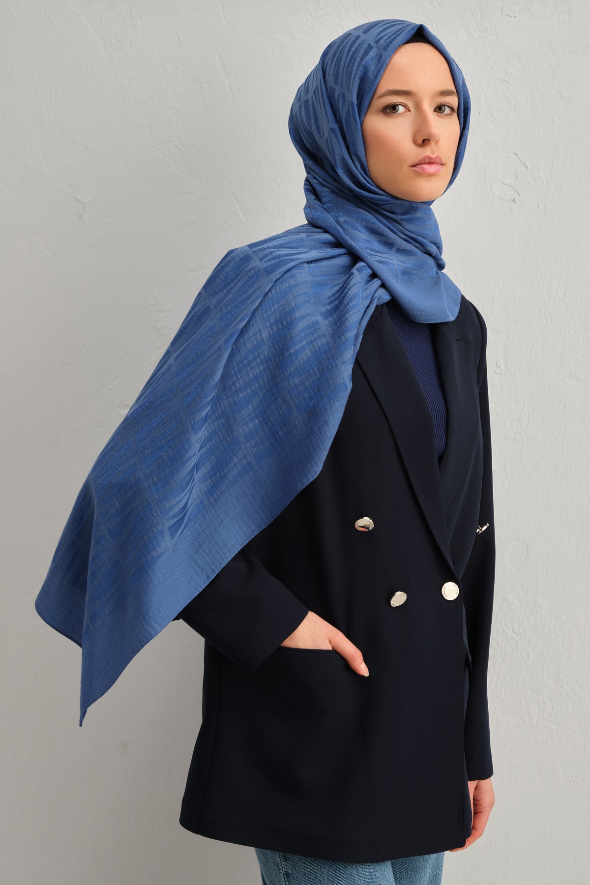 Armine Lyocell İpek Şal 1002-3 - İndigo-1113-16