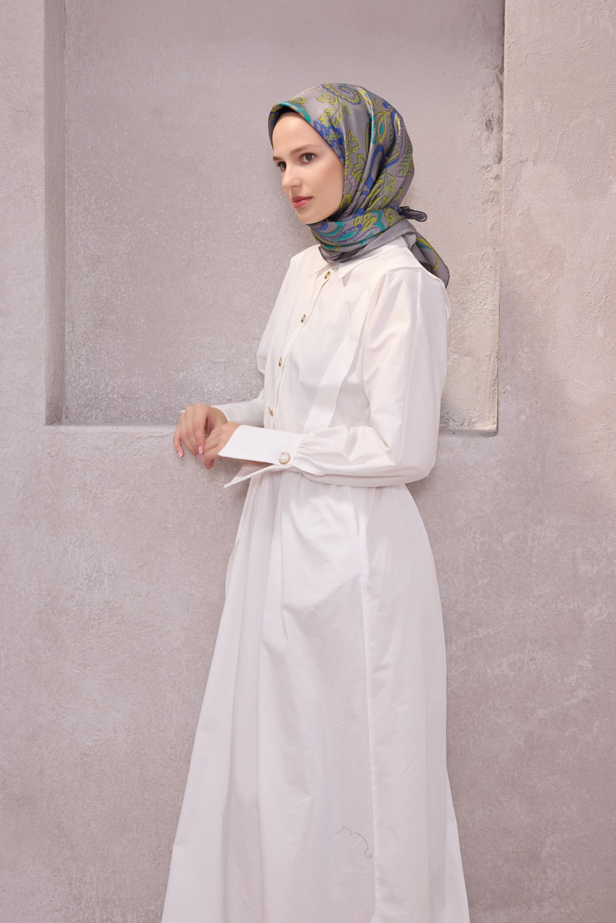 Belli Twill İpek Eşarp 4207D - 83-Gri-Taş
