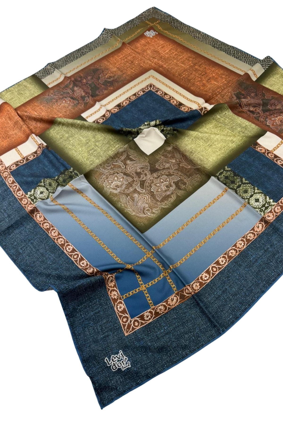Levidor Trend Twill Eşarp LDT277 - 11-İndigo-Kiremit