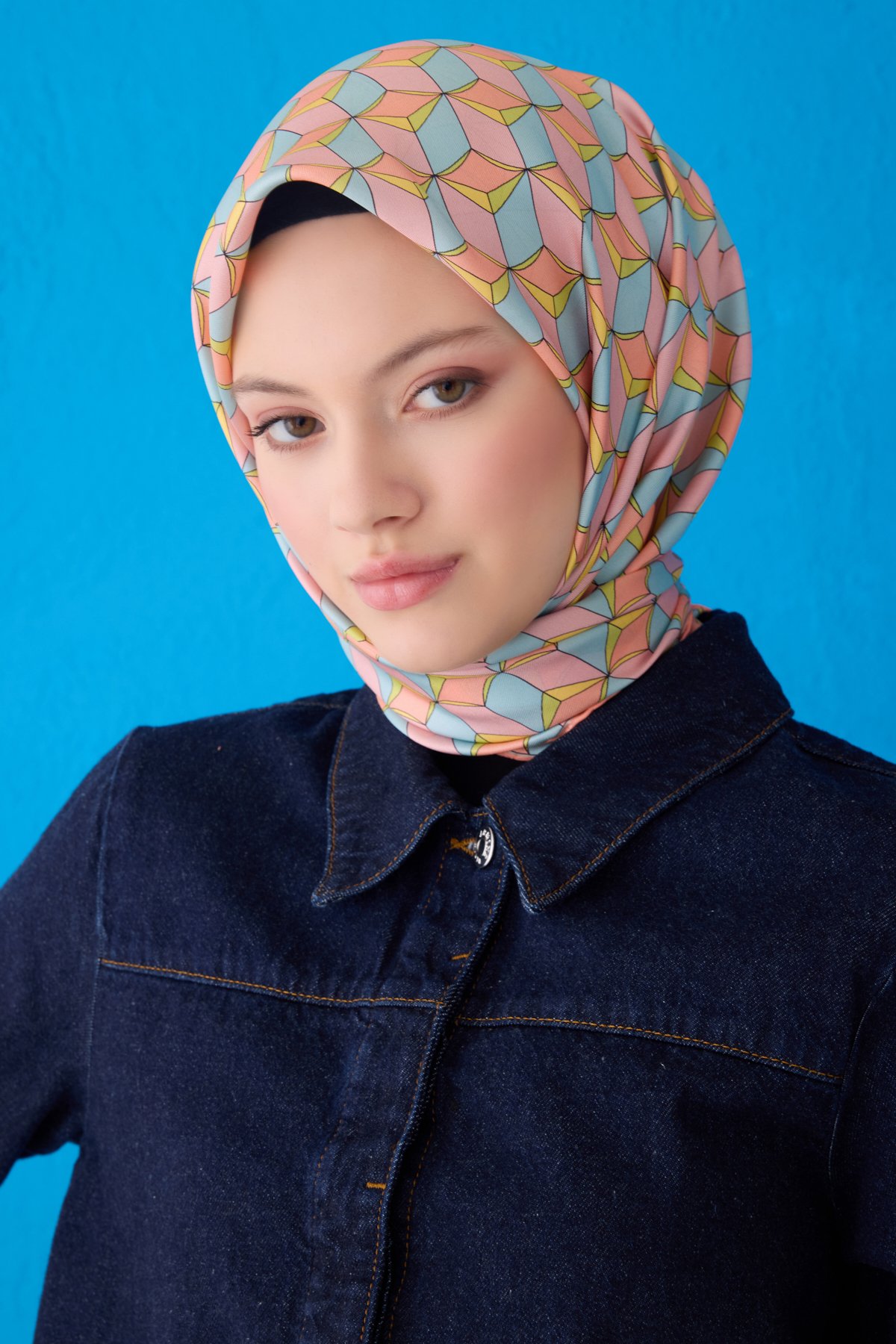 Belli Twill İpek Eşarp 4112D - Pudra-Bebe Mavisi-02