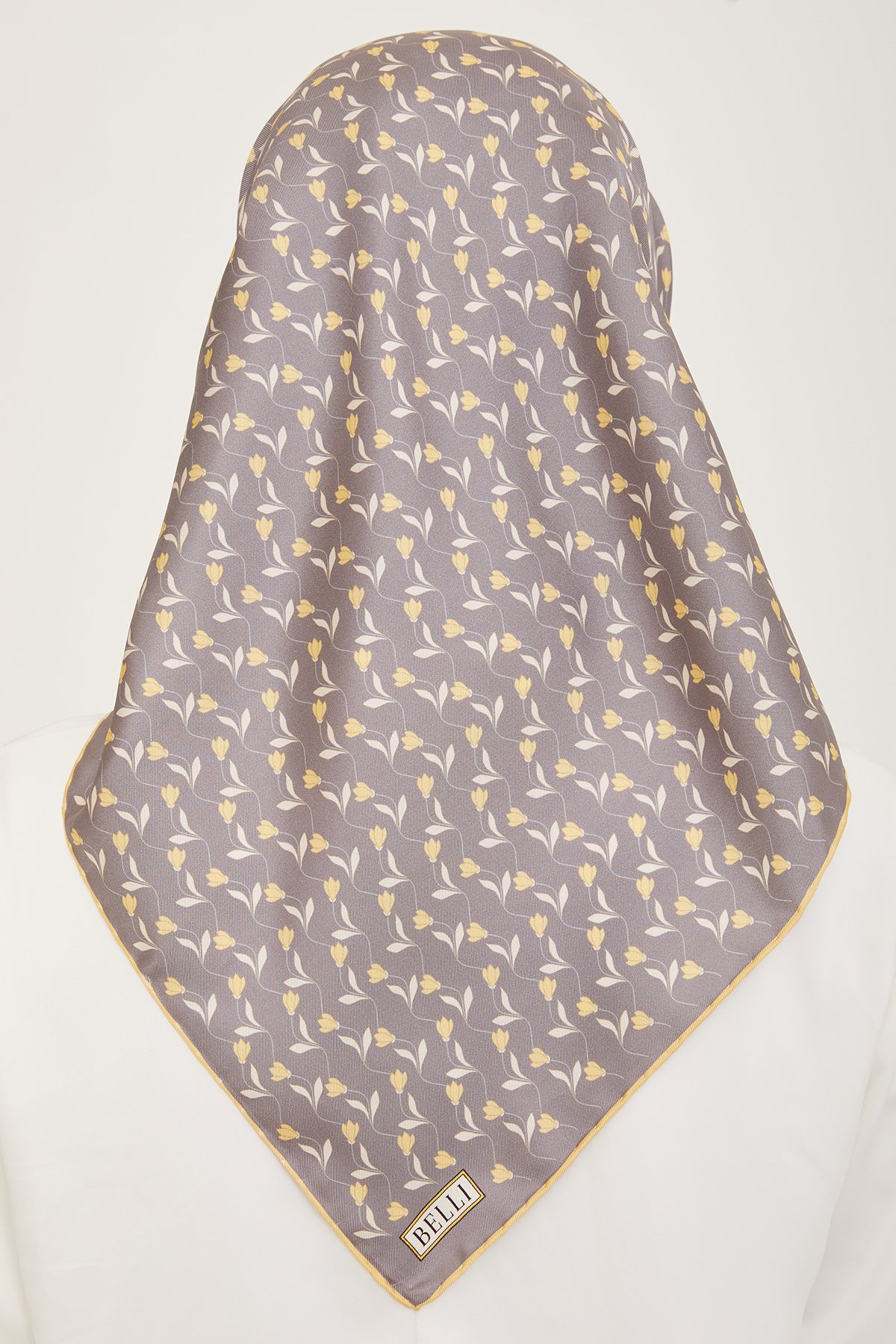 Belli Twill İpek Eşarp 4001D - Füme-Gold-53