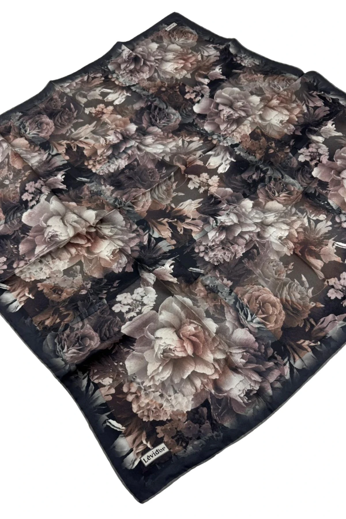 Levidor Twill İpek Eşarp LD1138 - 01-Antrasit-Açık Vizon