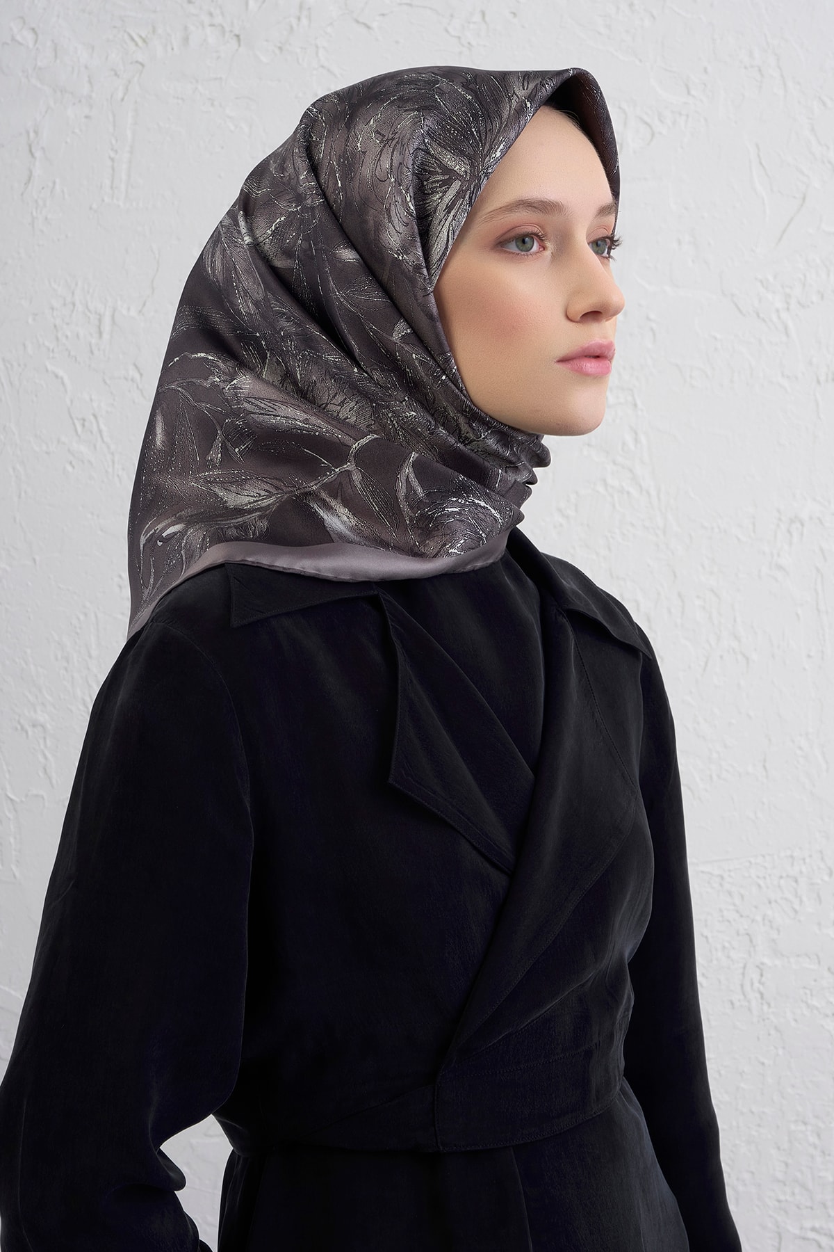 Armine Sura İpek Eşarp 9409DS - 07-Antrasit-Gri