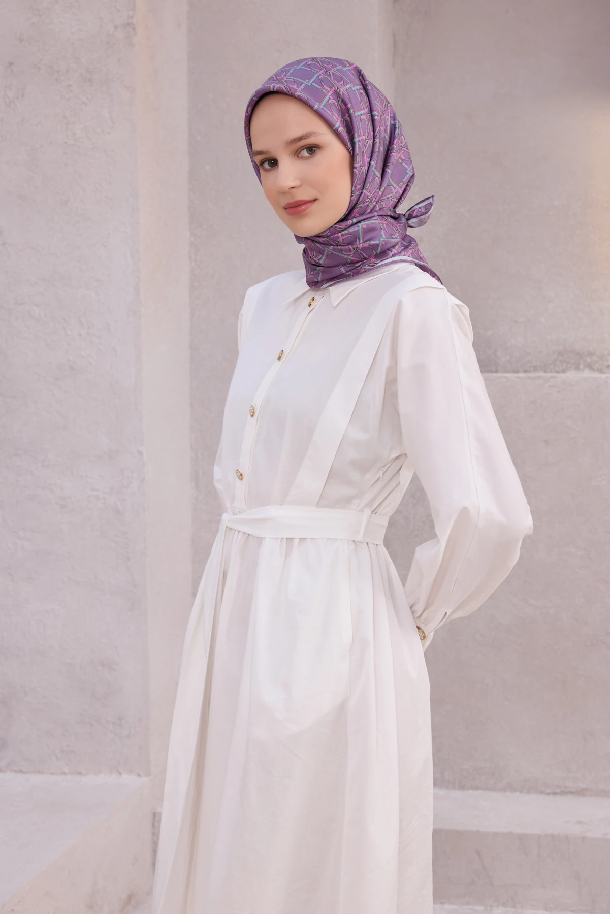 Belli Twill İpek Eşarp 4214D - 34-Lila