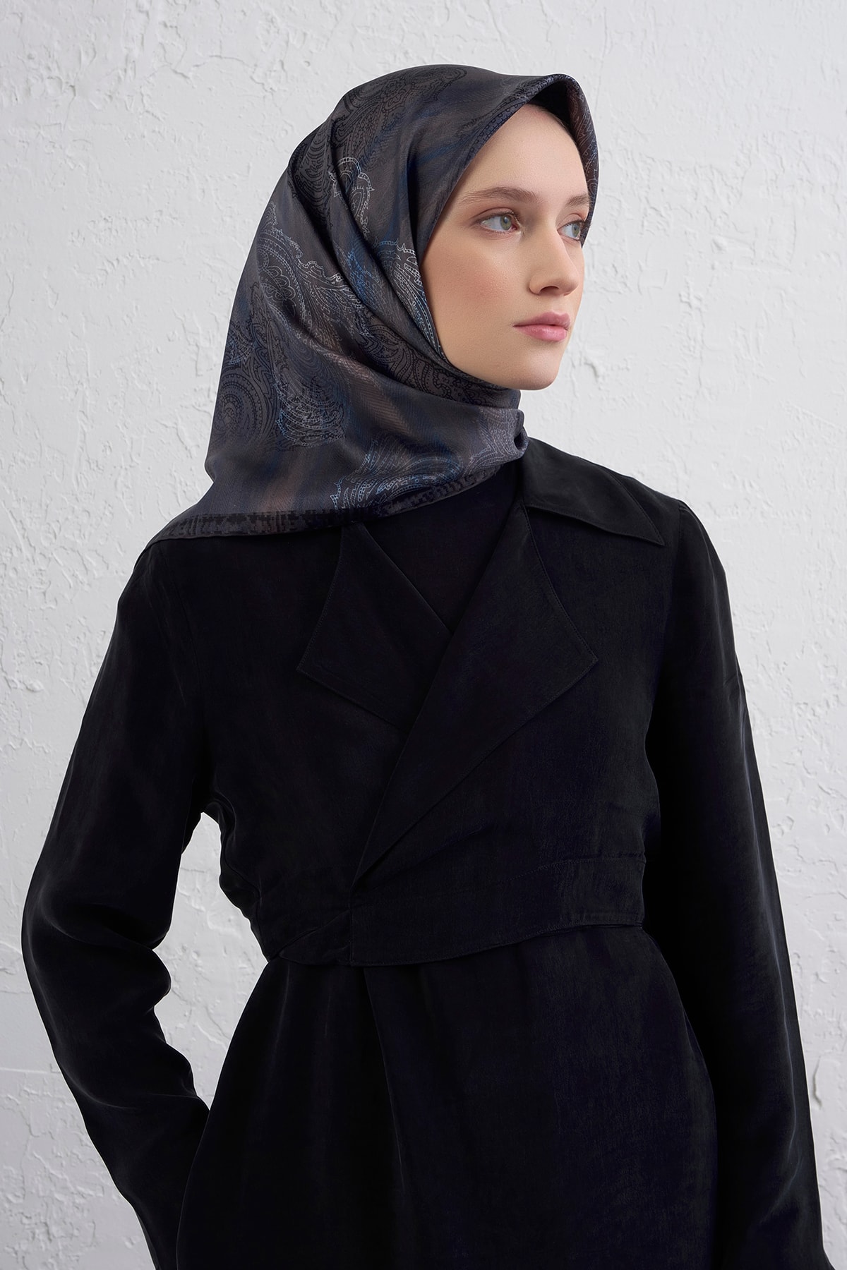 Armine Sura İpek Eşarp 9428DS - 02-Koyu Antrasit