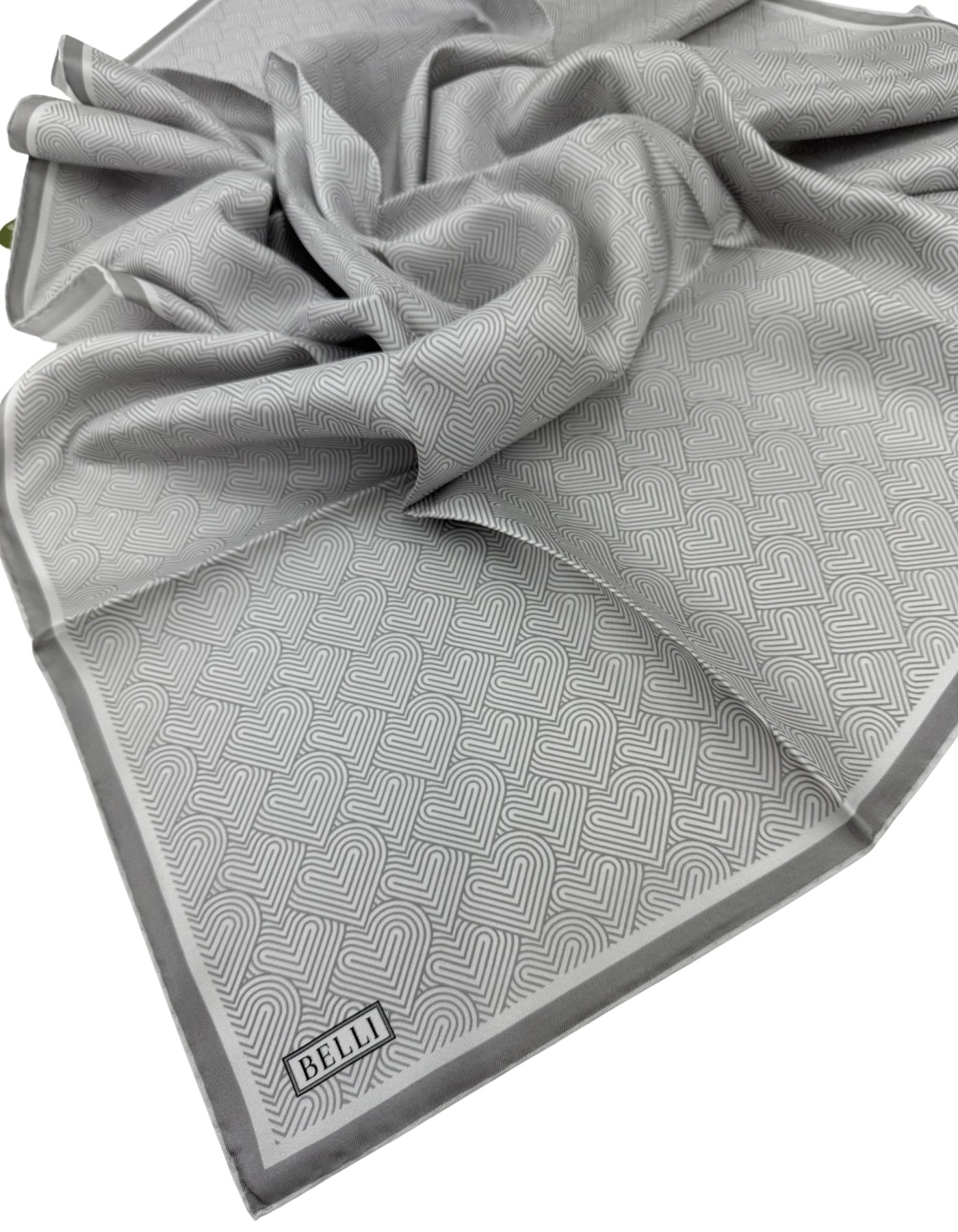 Belli Twill İpek Eşarp 4055D- - Gri-Beyaz-02