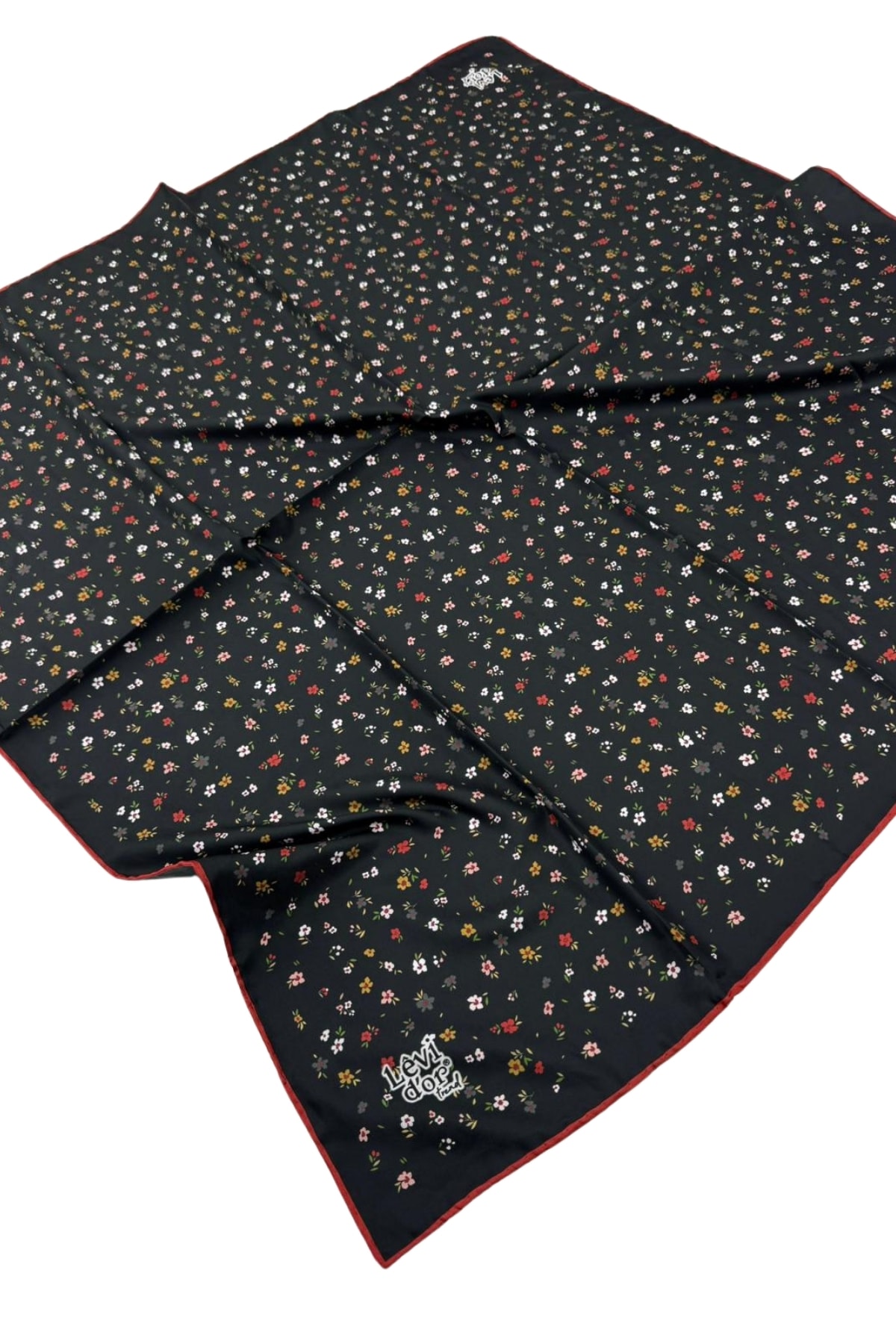 Levidor Trend Twill Eşarp LDT282 - 03-Siyah-Kırmızı